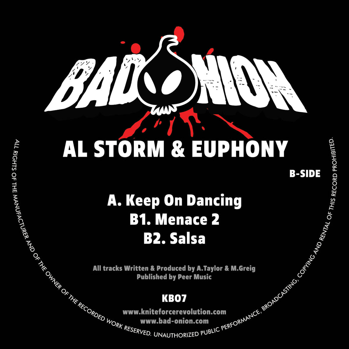 Al Storm & Euphony - Keep On Dancing EP - Bad Onion Records - KBO007 - Old Skool, Rave - 12" Color Vinyl, Clear Sleeve with Sticker