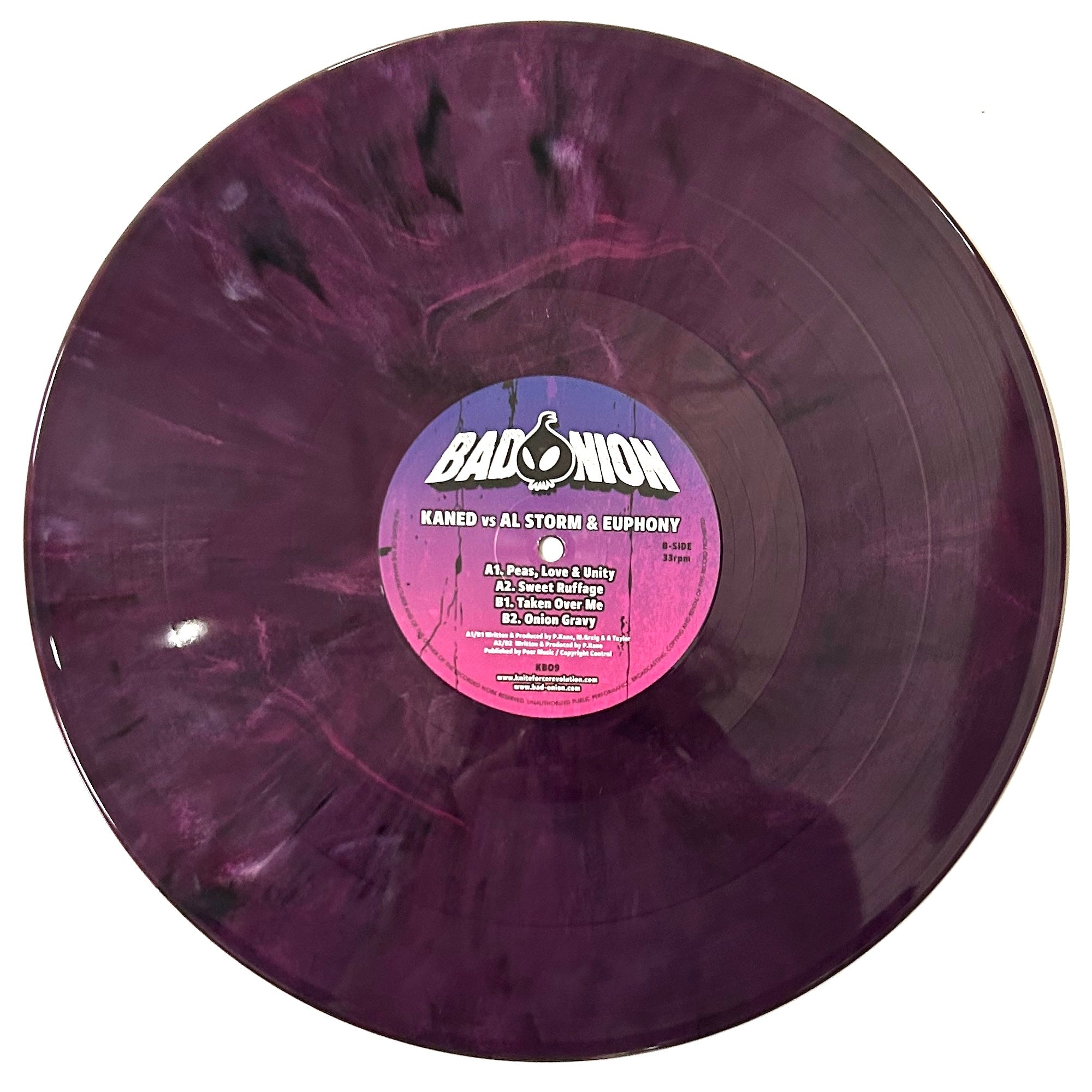 Kaned, Al Storm And Euphony - Peas, Love & Unity EP - Bad Onion Records - KBO009 - Old Skool, Rave - 12" Colour Vinyl, Clear Sleeve