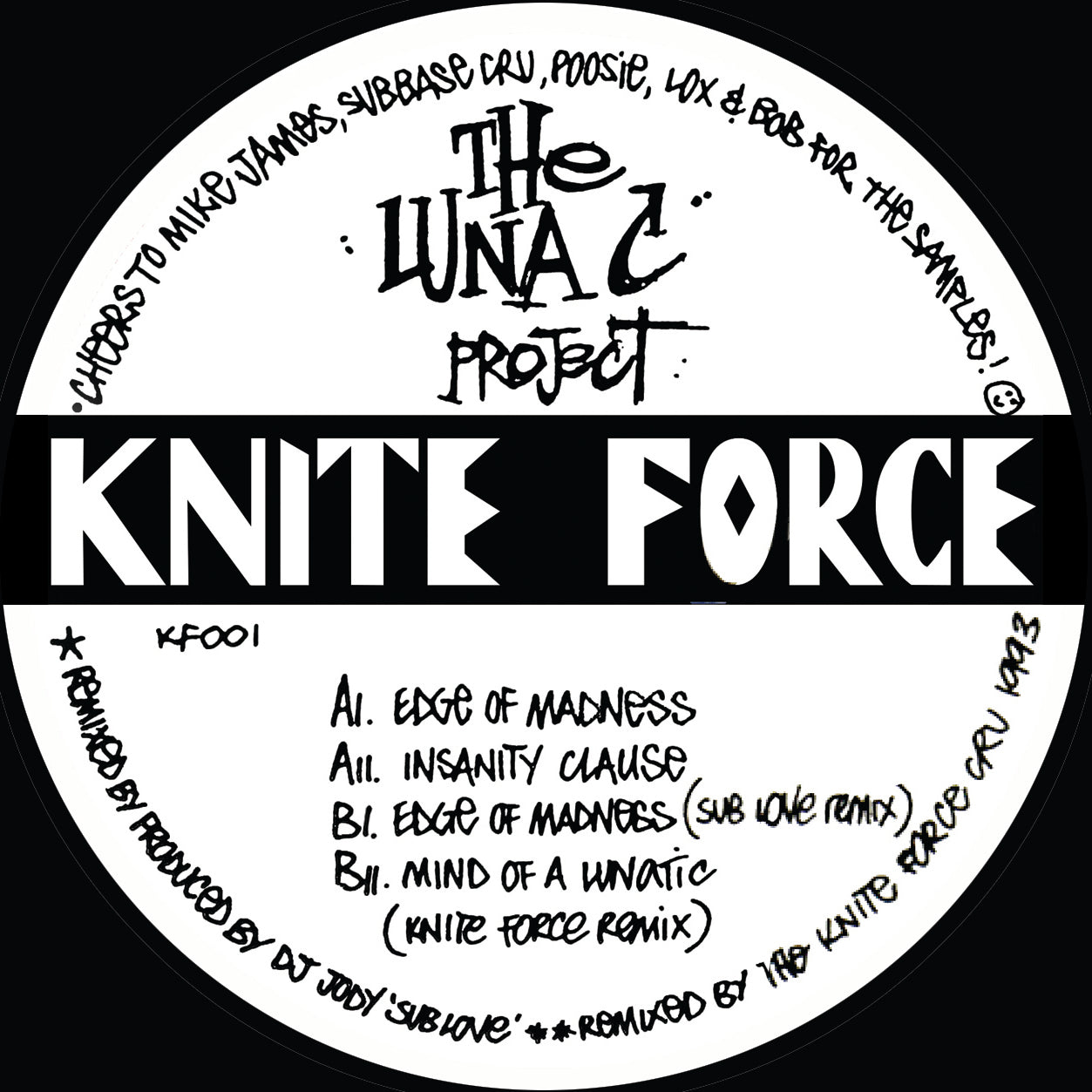 DJ Luna C - The Luna-C Project - Kniteforce Records - KF001SE - Old Skool - 12" Black Vinyl, Chrome Sleeve Version
