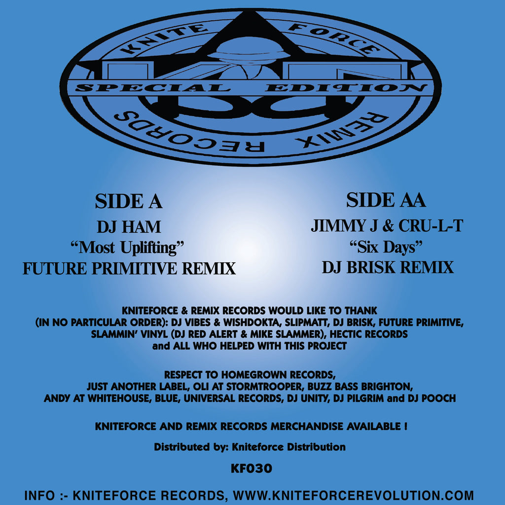 DJ Ham, Jimmy J, Cru-l-t - Remix Records & Kniteforce Present 'The Remixes' Part 3 - Kniteforce Records - KF030SE - Old Skool / Rave - 12" Black Vinyl