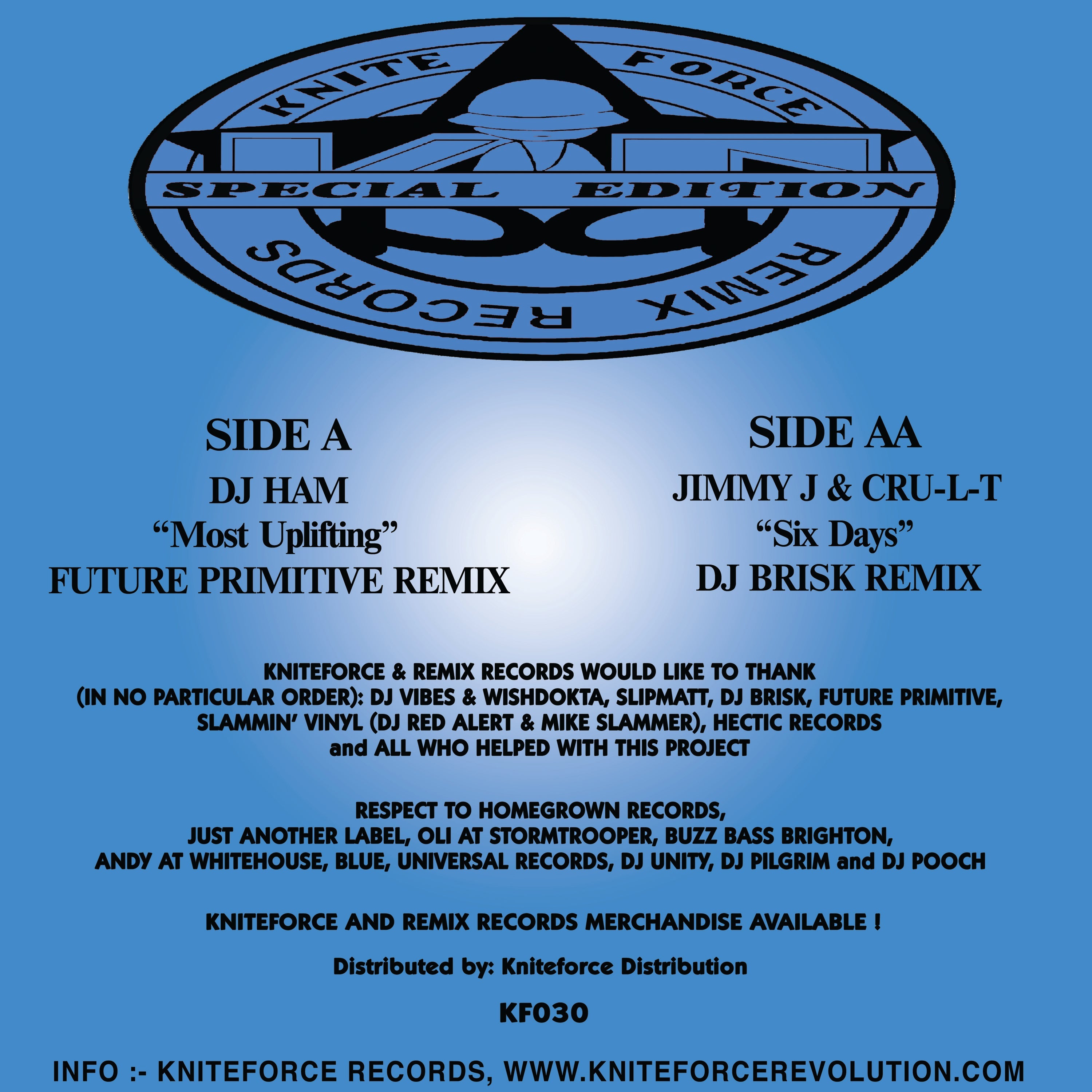 DJ Ham, Jimmy J, Cru-l-t - Remix Records & Kniteforce Present 'The Remixes' Part 3 - Kniteforce Records - KF030SE - Old Skool / Rave - 12" Black Vinyl