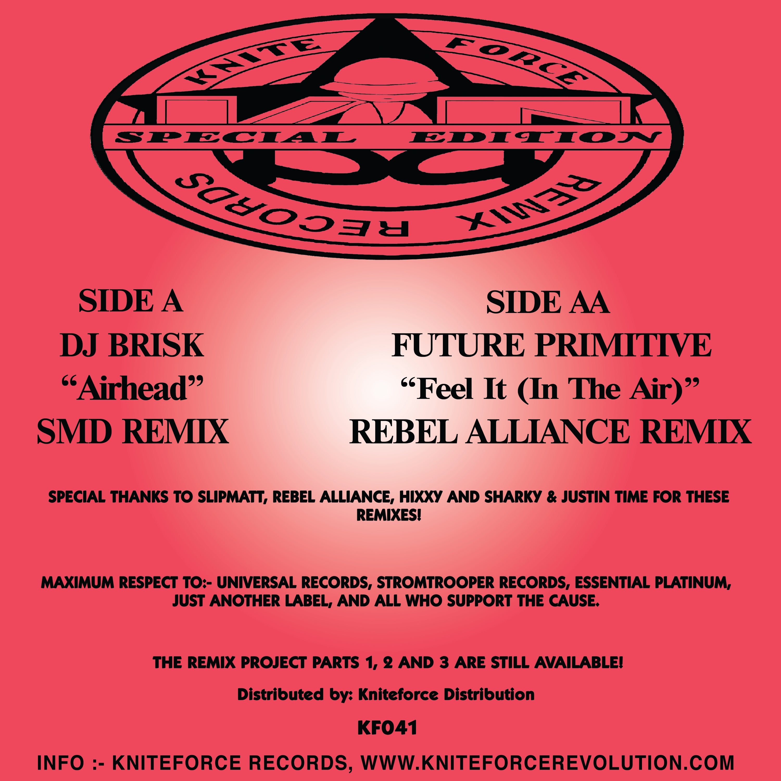 DJ Brisk, Future Primitive - Remix Records & Kniteforce Present 'The Remixes' Part 4 - Kniteforce Records - KF041SE - Old Skool / Rave - 12" Black Vinyl