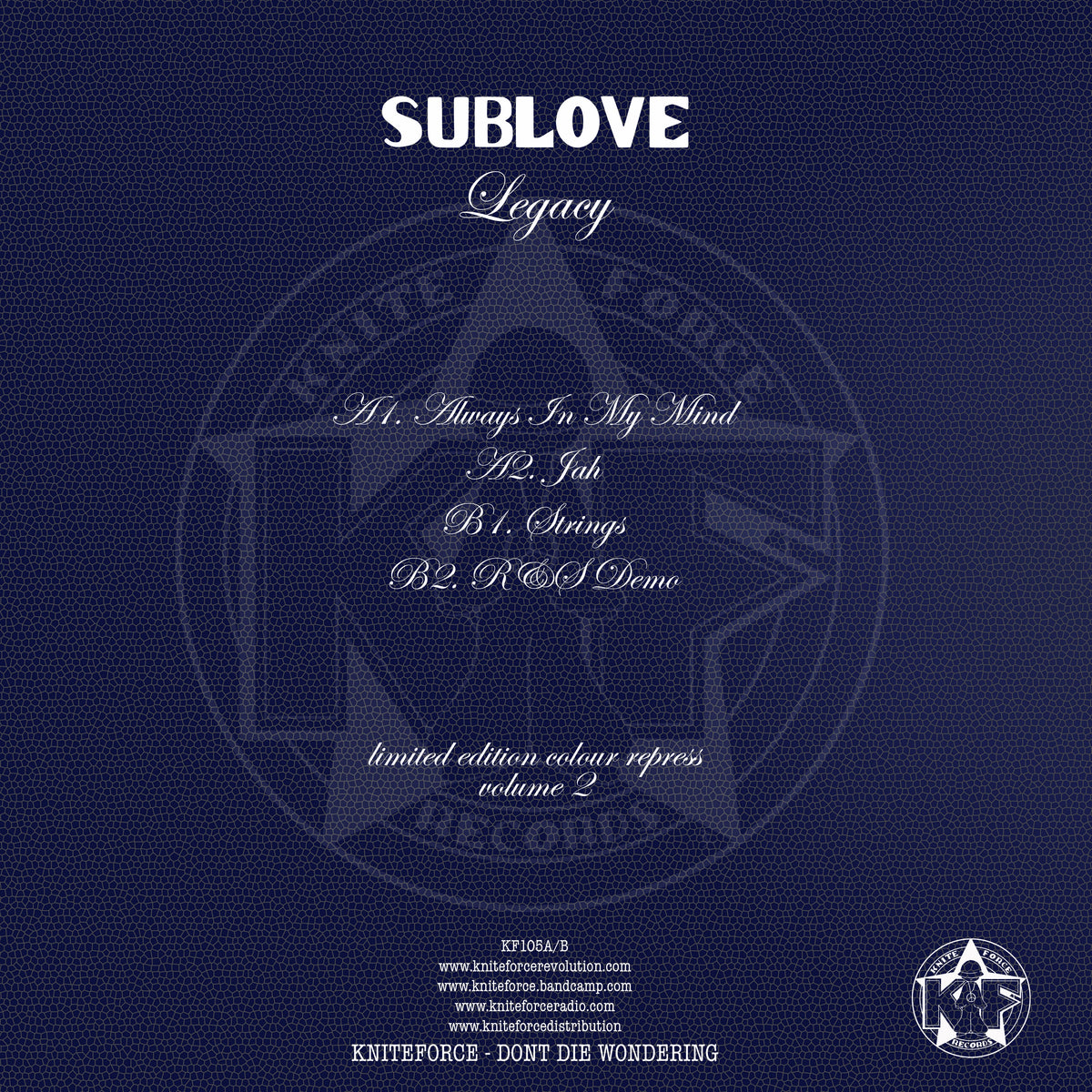 Sublove - Legacy EP Vol. 2 (Blue Marble Vinyl Version) - Kniteforce Records -  KF105ABSE - Old Skool - 12" Vinyl