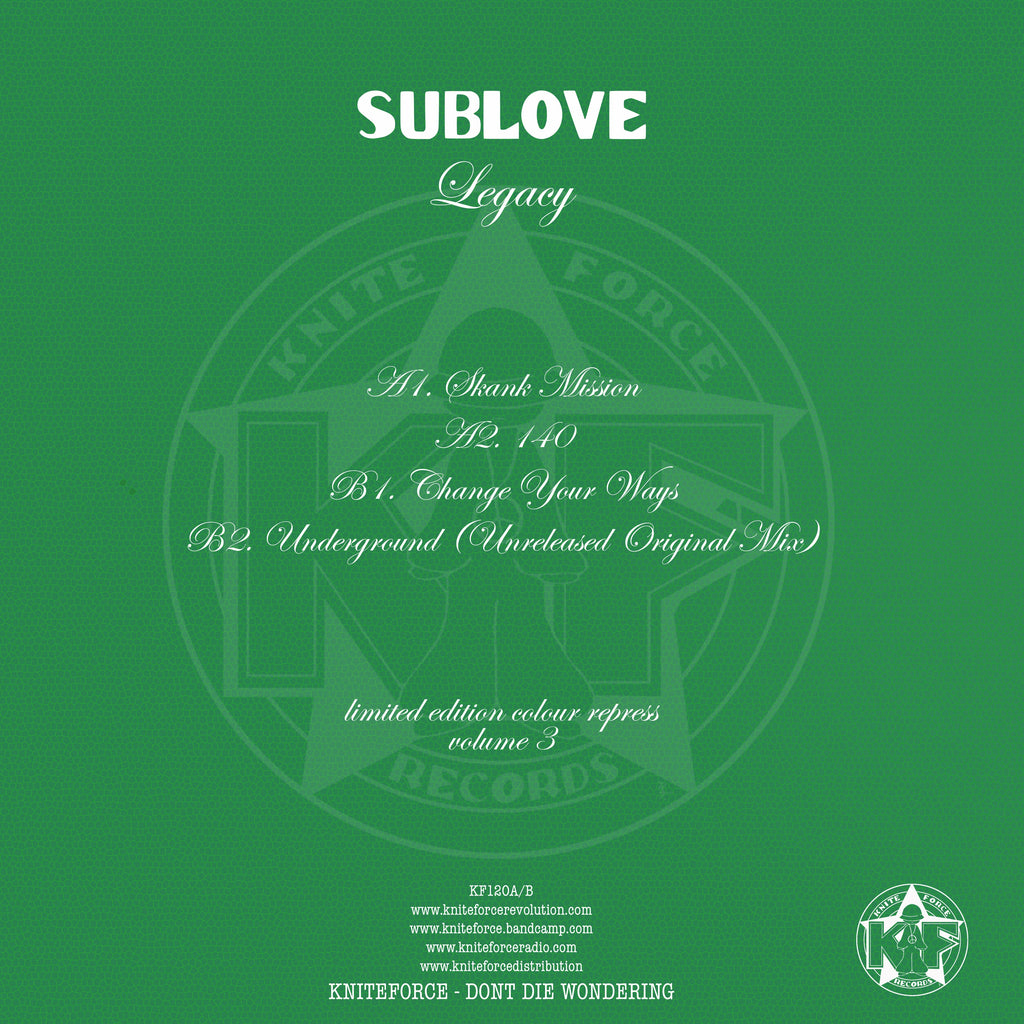Sublove - Legacy EP Vol. 3 EP (Green Vinyl Splatter Version) - Kniteforce Records - KF120ABSE - Old Skool - 12" Vinyl