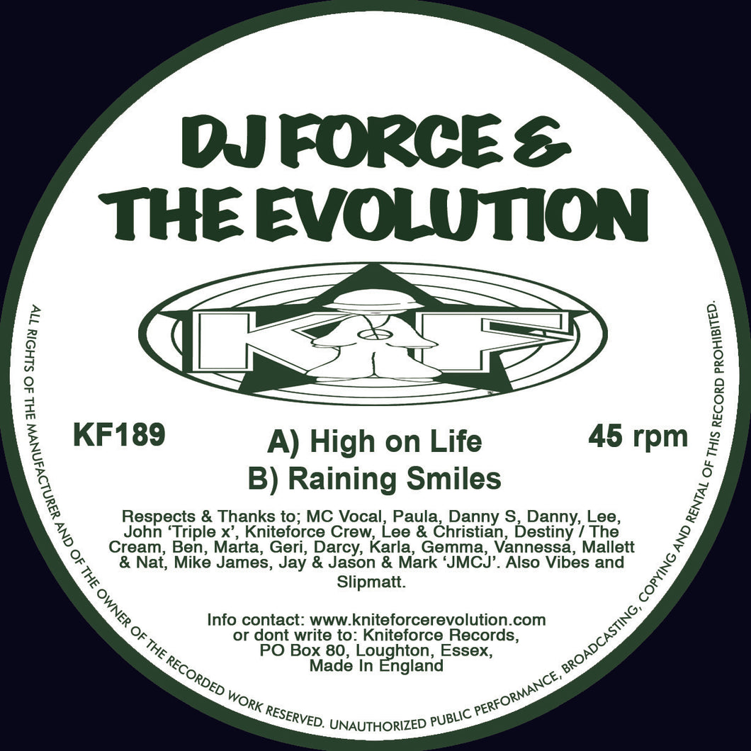 DJ Force & The Evolution - High On Life EP (Dark Green Marble) - Kniteforce Records - KF189SE - 12