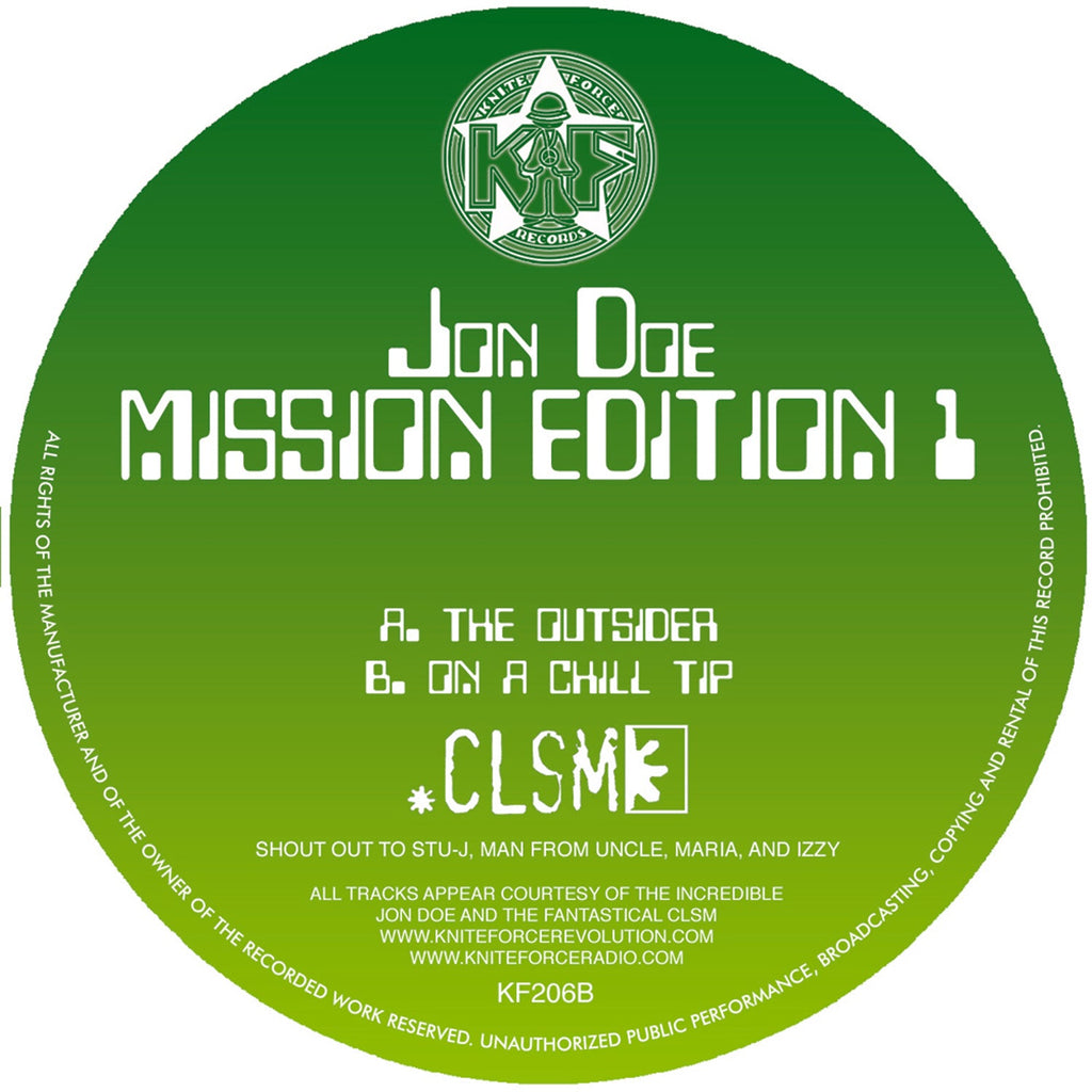 Jon Doe - Mission Edition - The Outsider - Kniteforce - CLSM - KF206 - 10" Vinyl