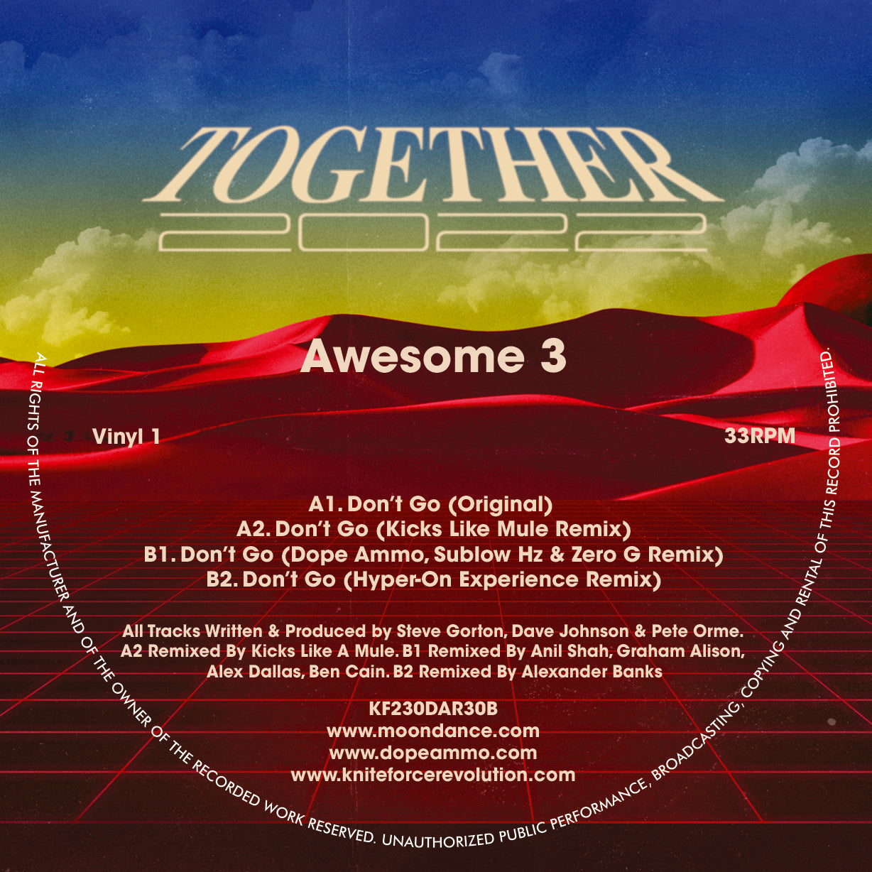 Dope Ammo, Kicks Like a Mule, Sublow HZ and Others - Awesome 3 EP - KNITEFORCE  - KF230DAR30 - 12" Vinyl