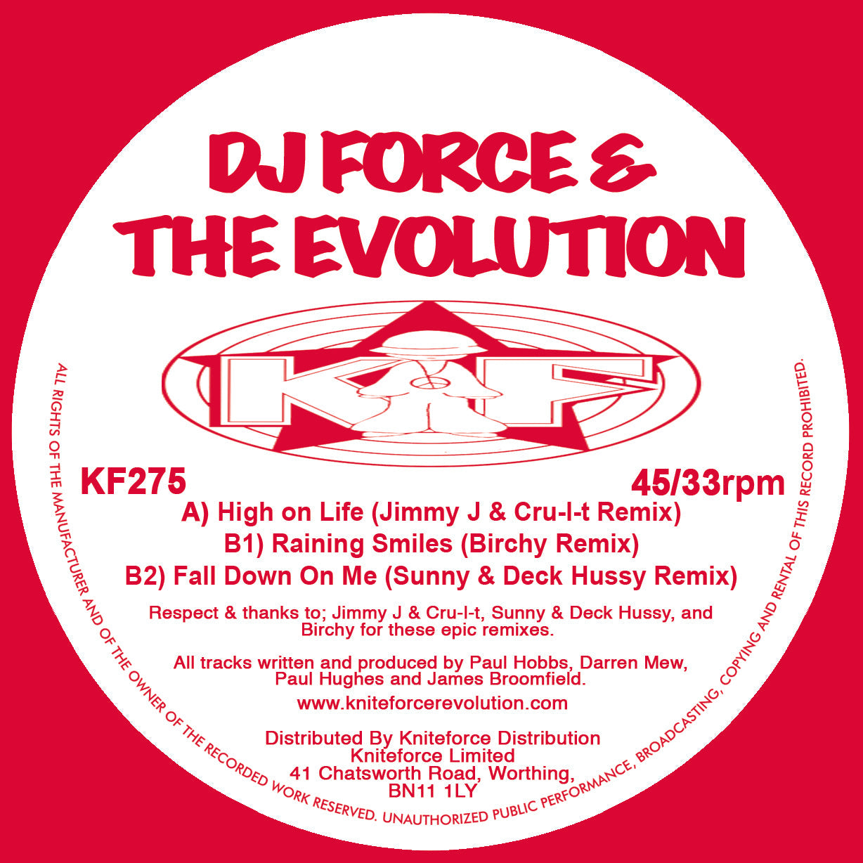 DJ Force & The Evolution - Remixes EP - Kniteforce Records - KF275 - Old Skool - 12" Black Vinyl