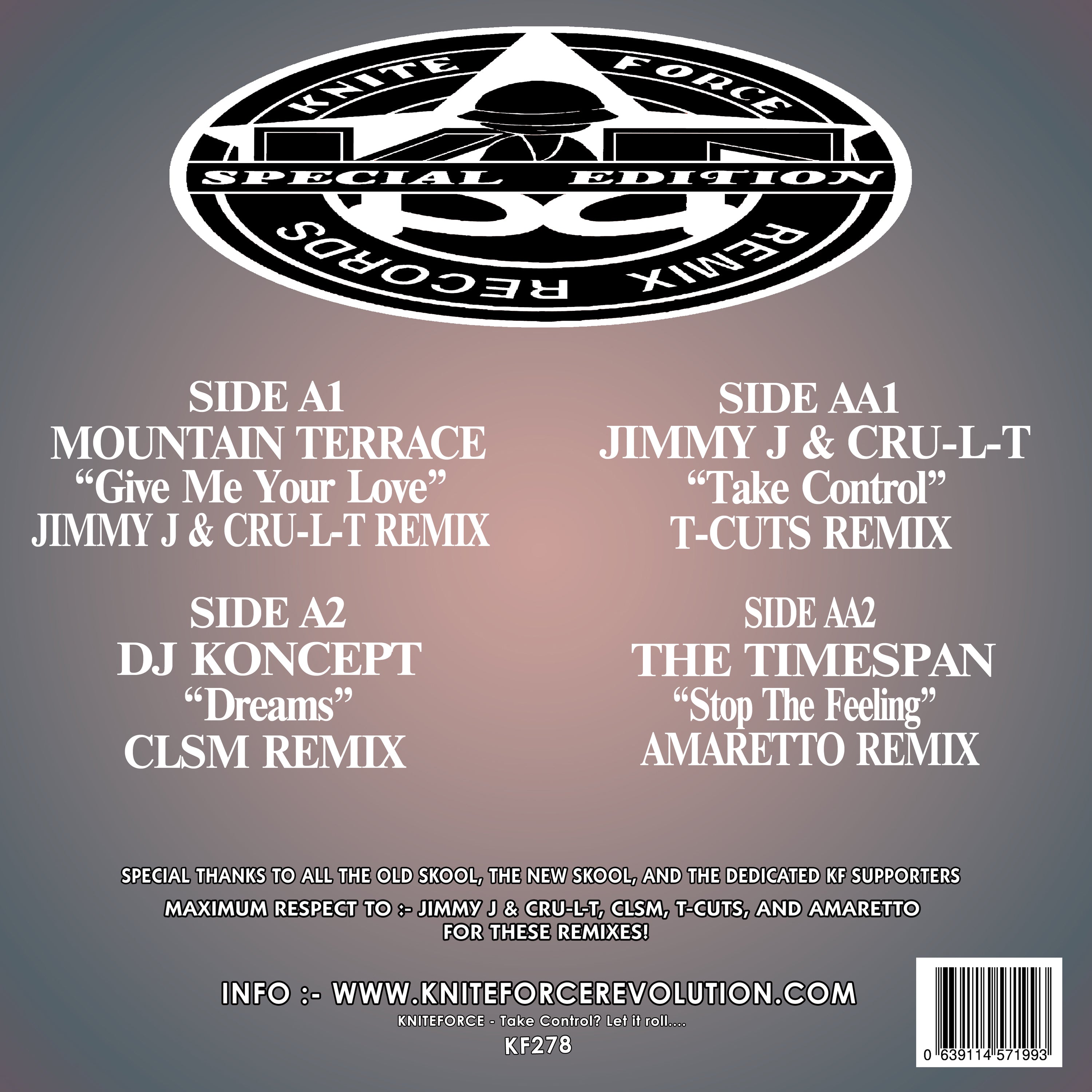 Mountain Terrace and DJ Koncept - Kniteforce & Remix Records - Remix Records And Kniteforce Present ‘The Remix’s’ Part 23 - KF278 - 12" Vinyl - Breakbeat Hardcore