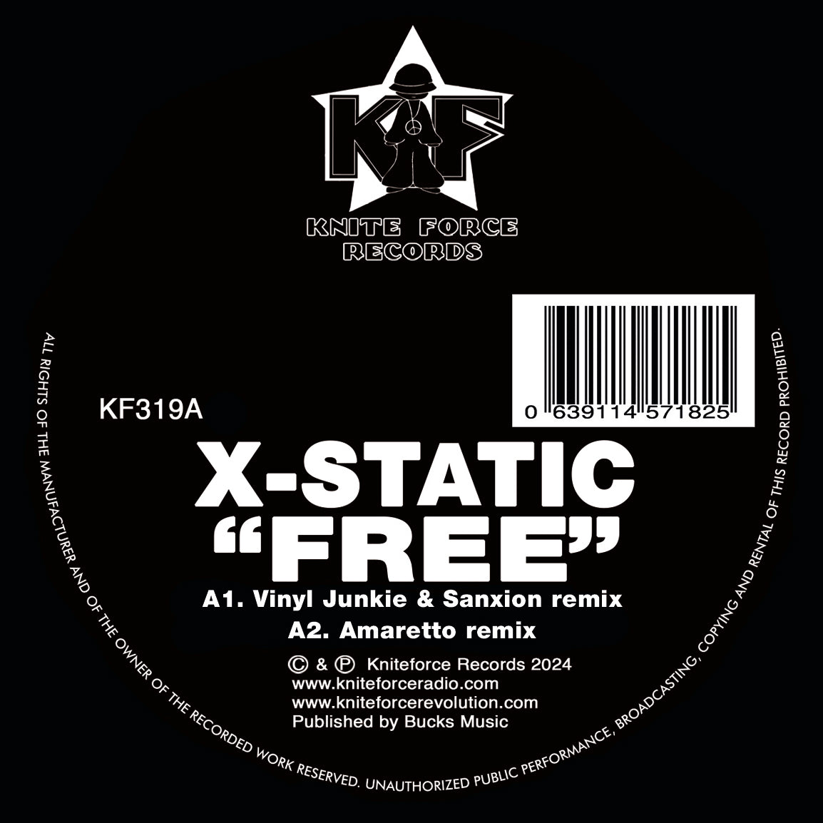 X-Static - Kniteforce Records - Free Remixes EP - KF319 - 12" Black Vinyl