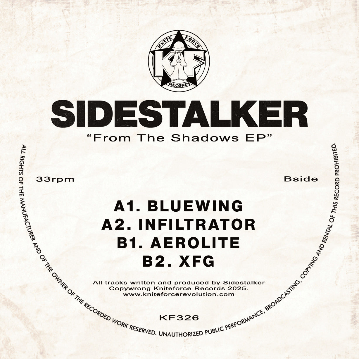 SIDESTALKER - From The Shadows EP - Kniteforce Records - KF326SE - Old Skool - 12" Colour Vinyl