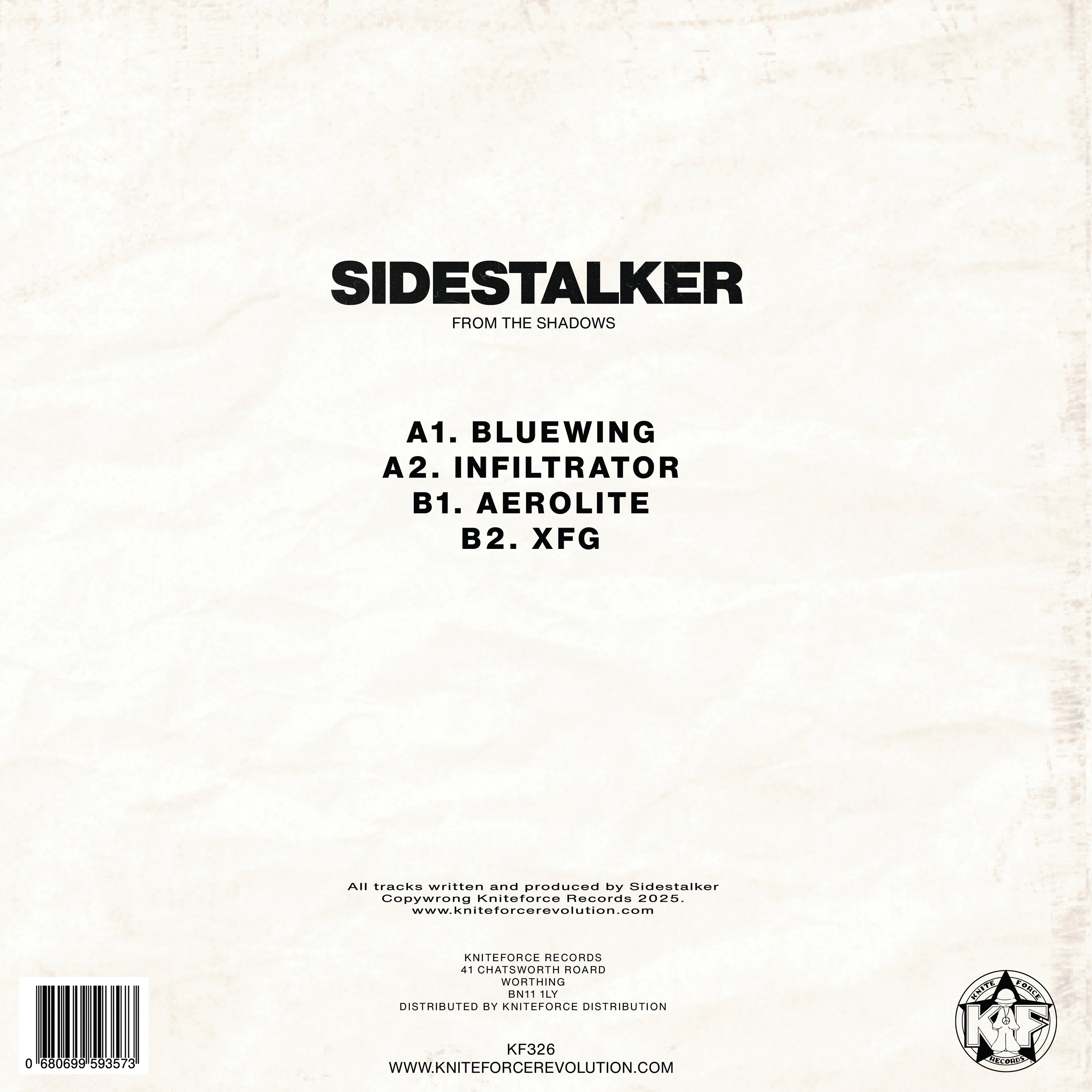 SIDESTALKER - From The Shadows EP - Kniteforce Records - KF326SE - Old Skool - 12" Colour Vinyl
