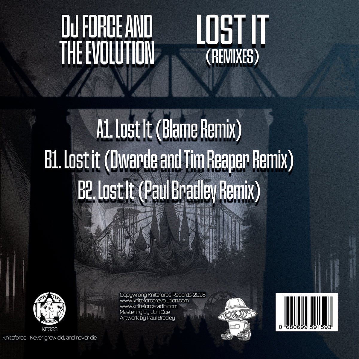 DJ Force & The Evolution - Lost It Remixes EP - Kniteforce Records - KF333 - 12" Black Vinyl