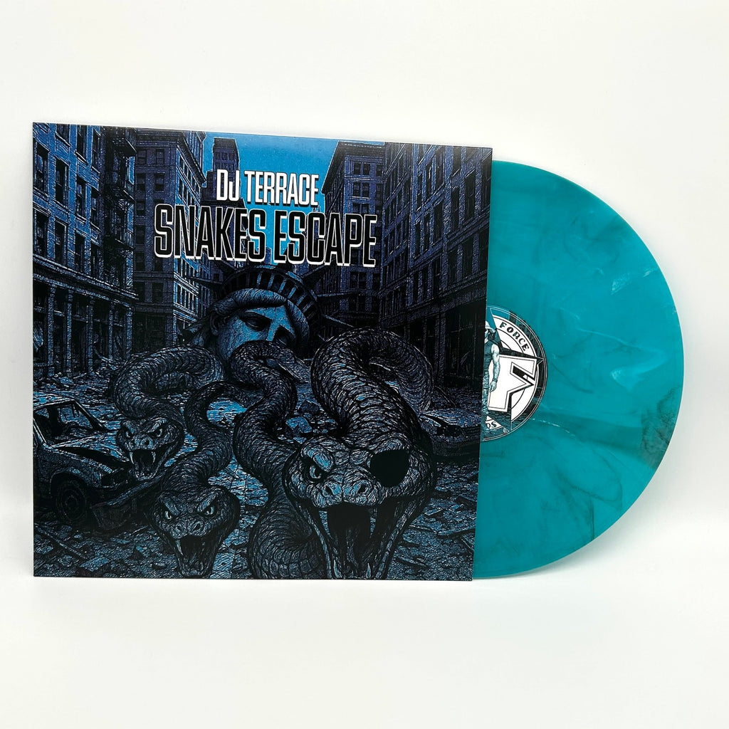 KF334SE sleeve with blue marbled vinyl half out