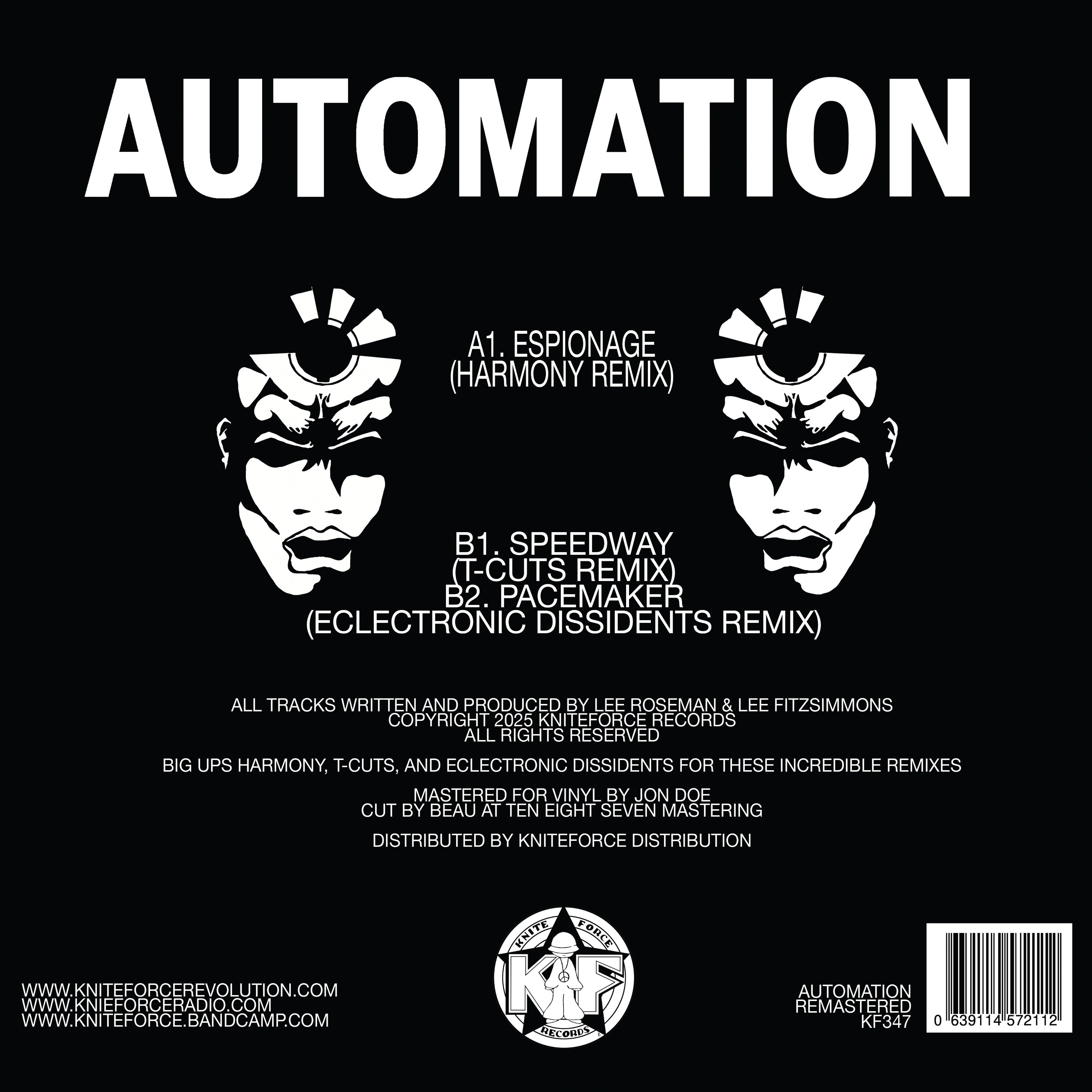 Automation - The Remixes: Part Two EP - Kniteforce Records - KF347 - 12" Black Vinyl / Printed Gold Foil Spine Sleeve / Printed Inner Sleeve
