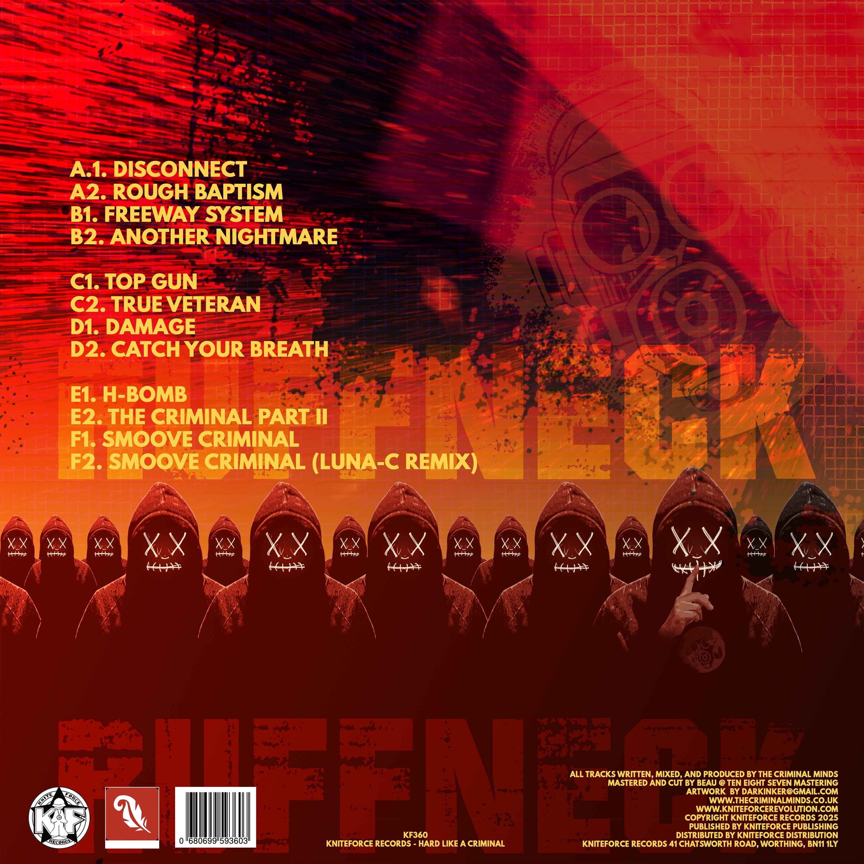 The Criminal Minds - Ruffneck Takedown - Kniteforce Records - KF360 - 3x12" Vinyl - Hardcore