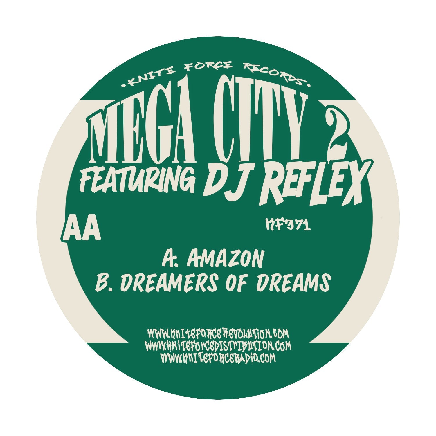 Mega City 2 Featuring DJ Reflex - Amazon EP - Kniteforce Records - KF371 - Old Skool - 12" Black Vinyl