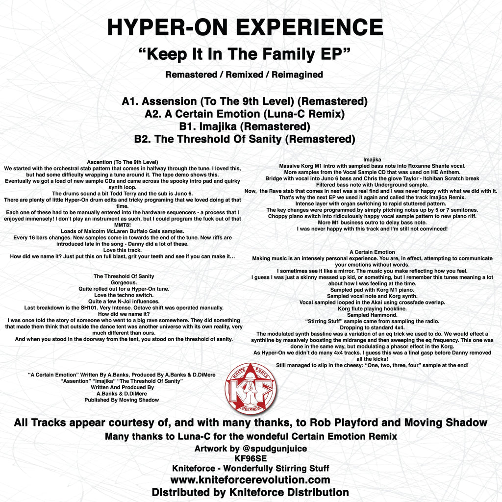 Hyper-On Experience - Keep It In The The Family EP - Kniteforce Records - KF096SE - 12" Black Vinyl