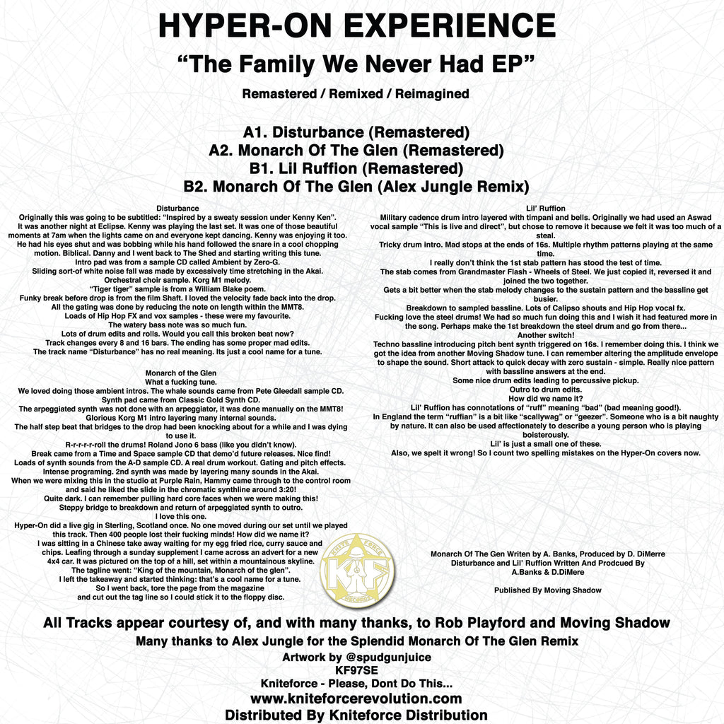 Hyper-On Experience - The Family We Never Had EP - Kniteforce Records - KF097SE - 12" Black Vinyl