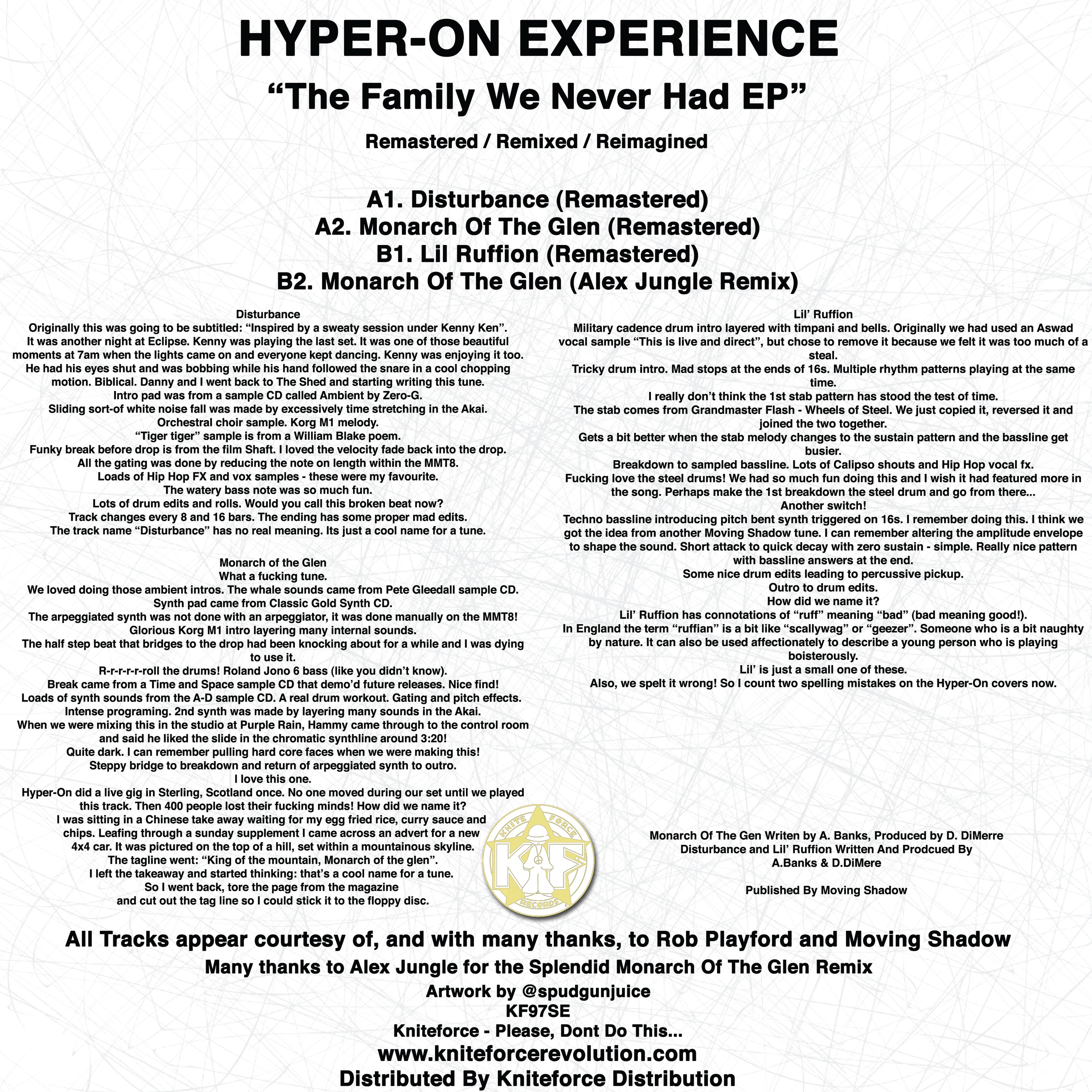 Hyper-On Experience - The Family We Never Had EP - Kniteforce Records - KF097SE - 12" Black Vinyl