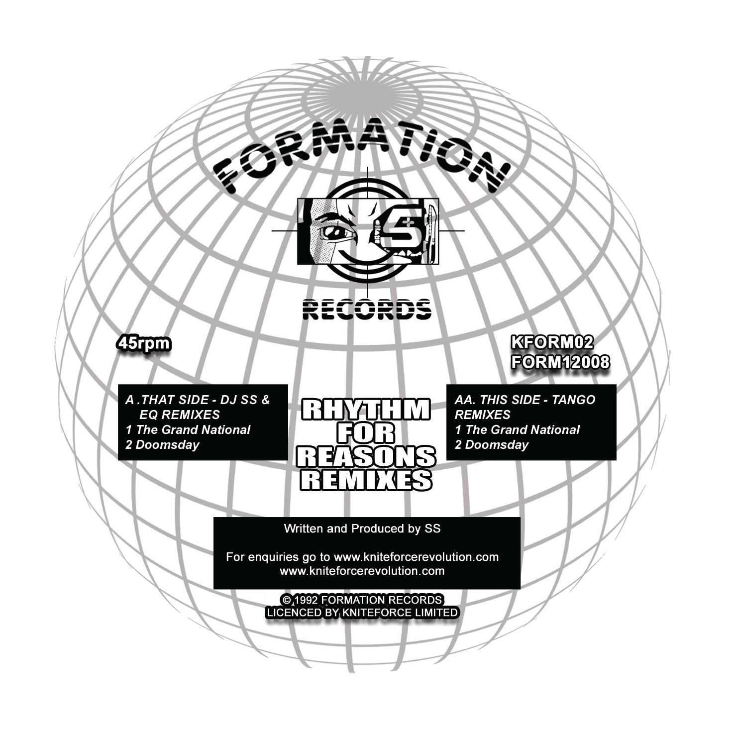 Rhythm For Reasons - The Solution EP (Tango & DjSS Remixes) - Formation Records - KFORM02 - 12" Black Vinyl