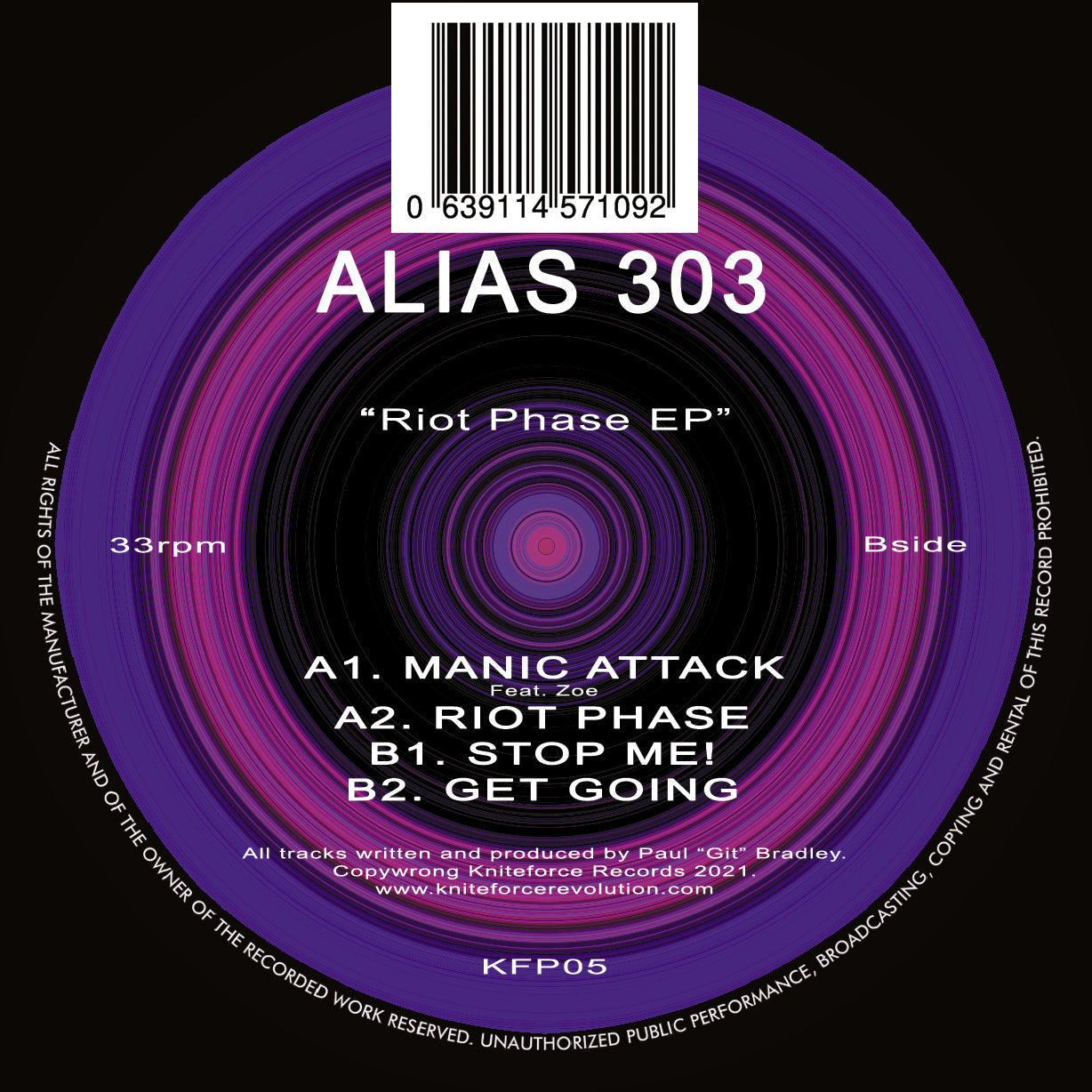 Alias 303 - Riot Phase EP - Kniteforce Prime-  12" Vinyl - KFP05