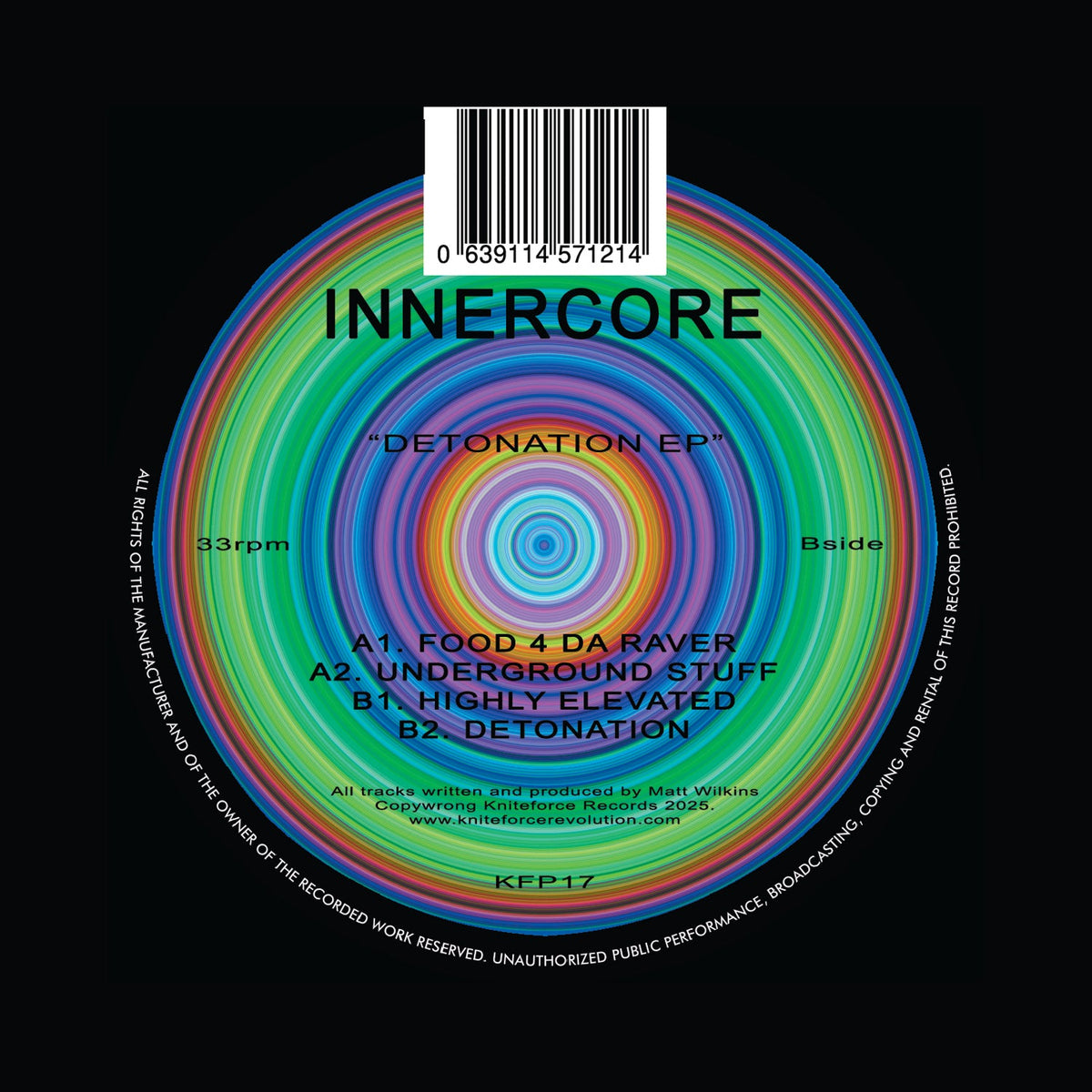 InnerCore - Detonation EP - Kniteforce Prime Records - KFP17 - Old Skool - 12" Translucent Purple Effect Vinyl