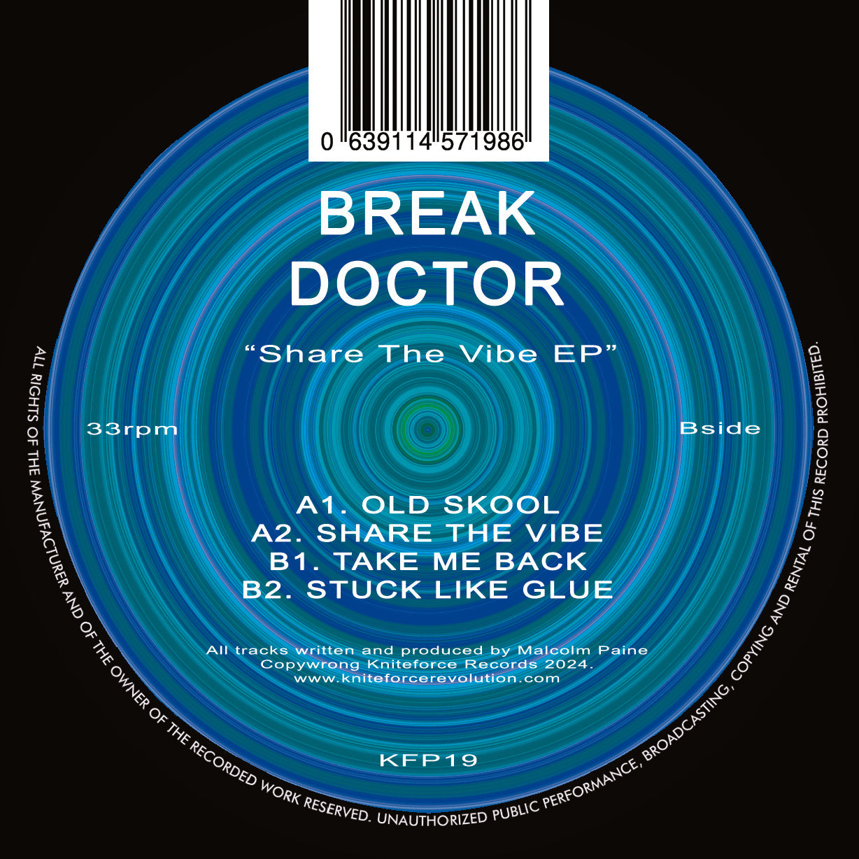 Break Doctor - Share The Vibe EP - Kniteforce Prime - KFP19 - Old School / Rave - 12" Gray Marble Vinyl