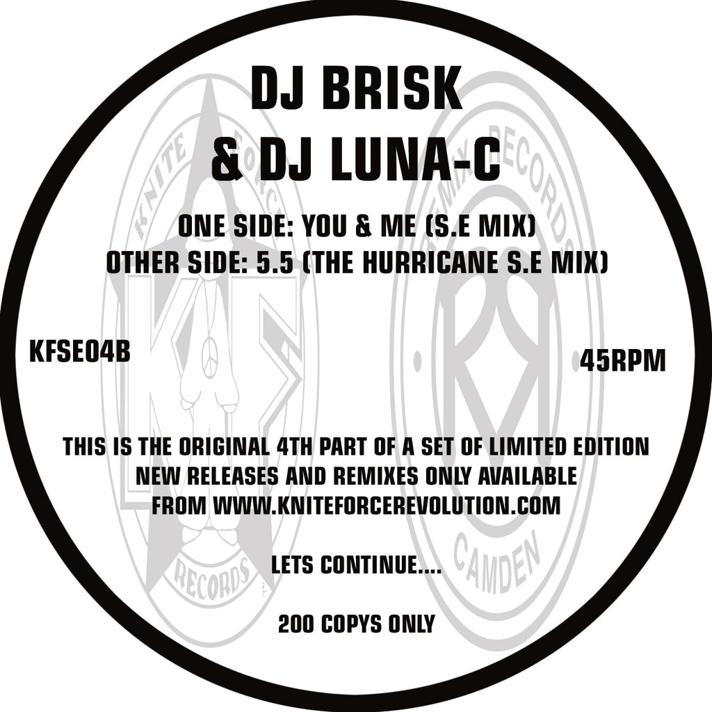 DJ Brisk & DJ Luna-C - Special Edition Volume 4 EP - Kniteforce Records - KFSE04 - Old Skool - 10" Black Vinyl, Sealed Plastic Bag Sleeve