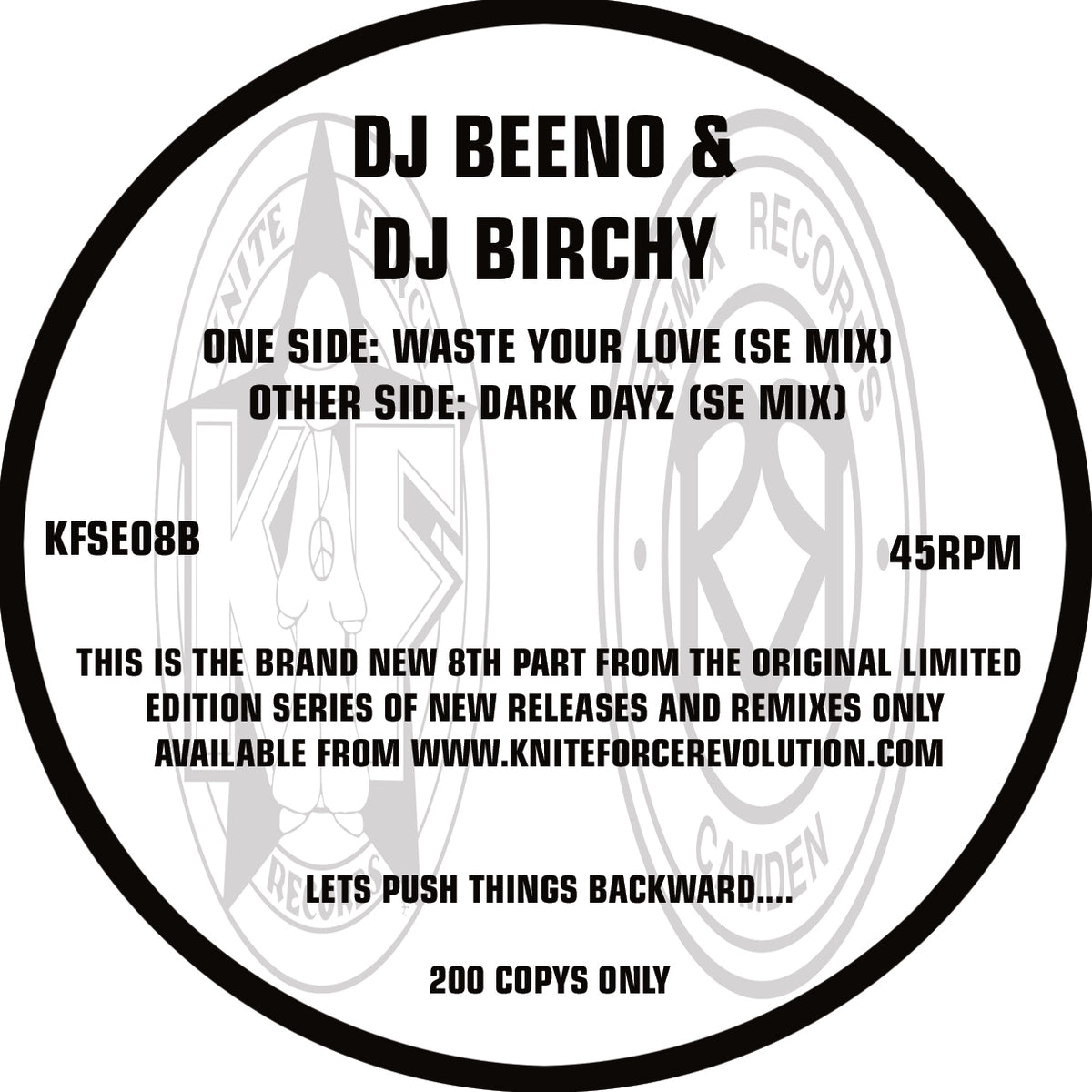 DJ Beeno / DJ Birchy - Kniteforce Special Edition Volume 8 - KFSE08 back