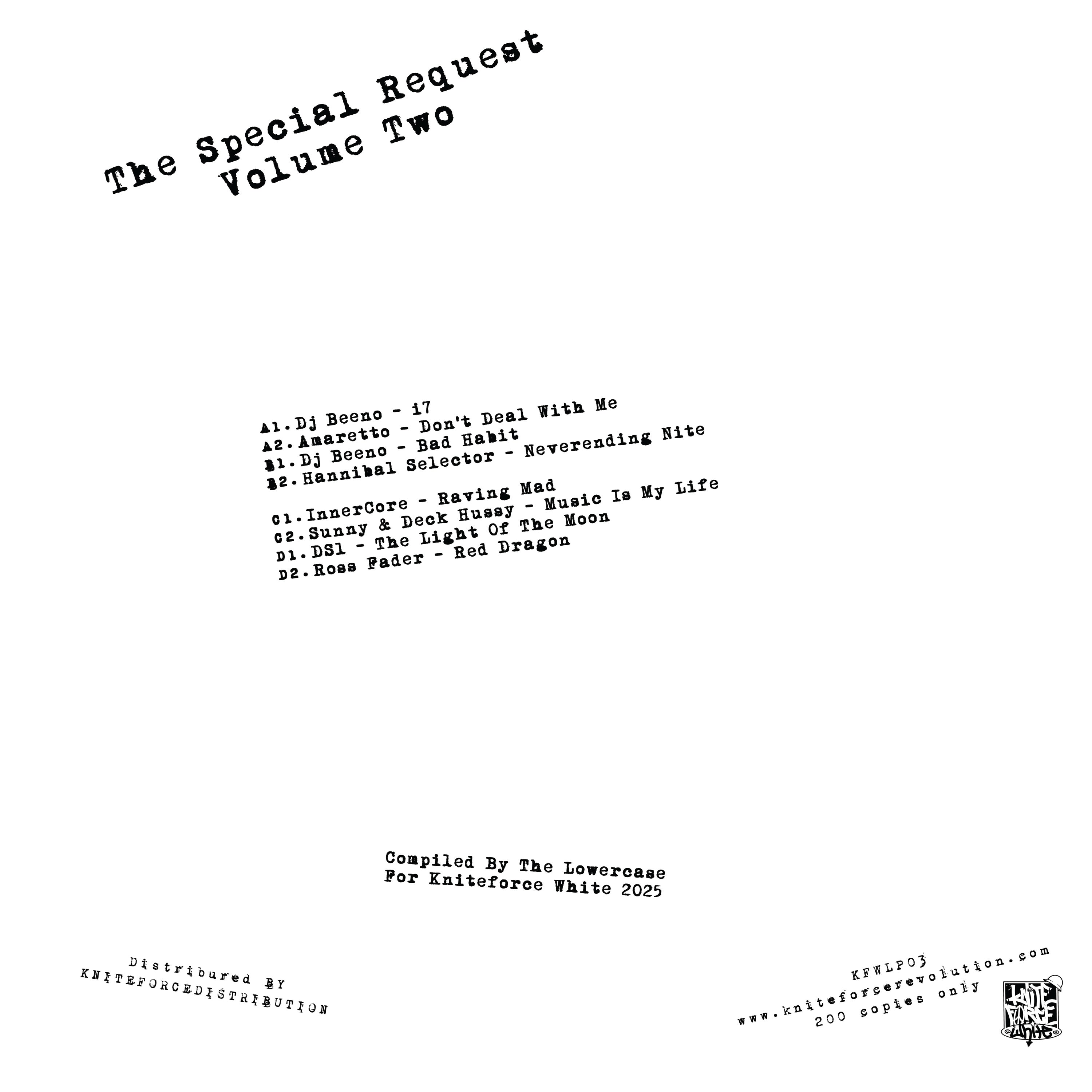 DJ Beeno, Amaretto, Hannibal Selector and Others - Special Request Volume 2 - Kniteforce White Records - KFWLP03 - Old Skool - 2 x 12" Clear Red Vinyl