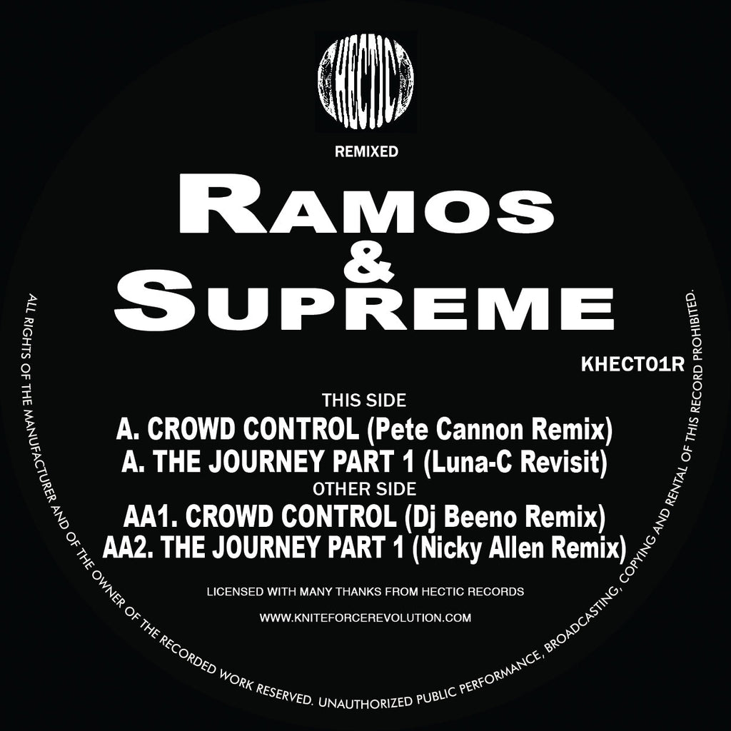 Ramos & Supreme - The Journey / Crowd Control Remixes EP - Pete Cannon - Hectic Records - Black and White Marbled Vinyl - Khect01RSE