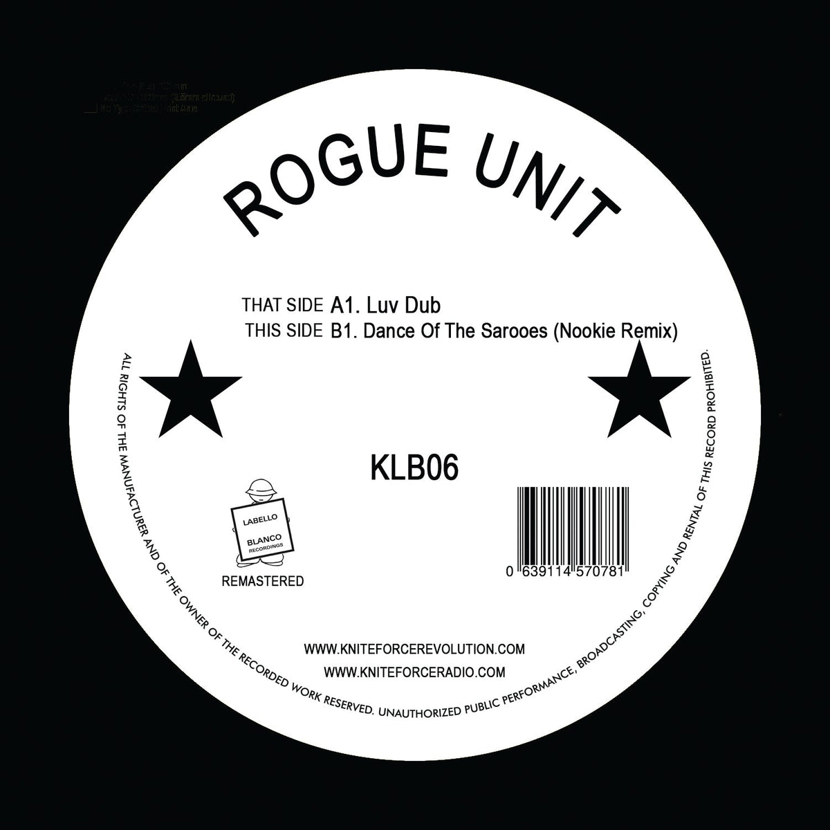 Rogue unit - Luv Dub EP - Dance of The Sarooes Nookie Remix - Labello Blanco - KLB06 - 12" Vinyl