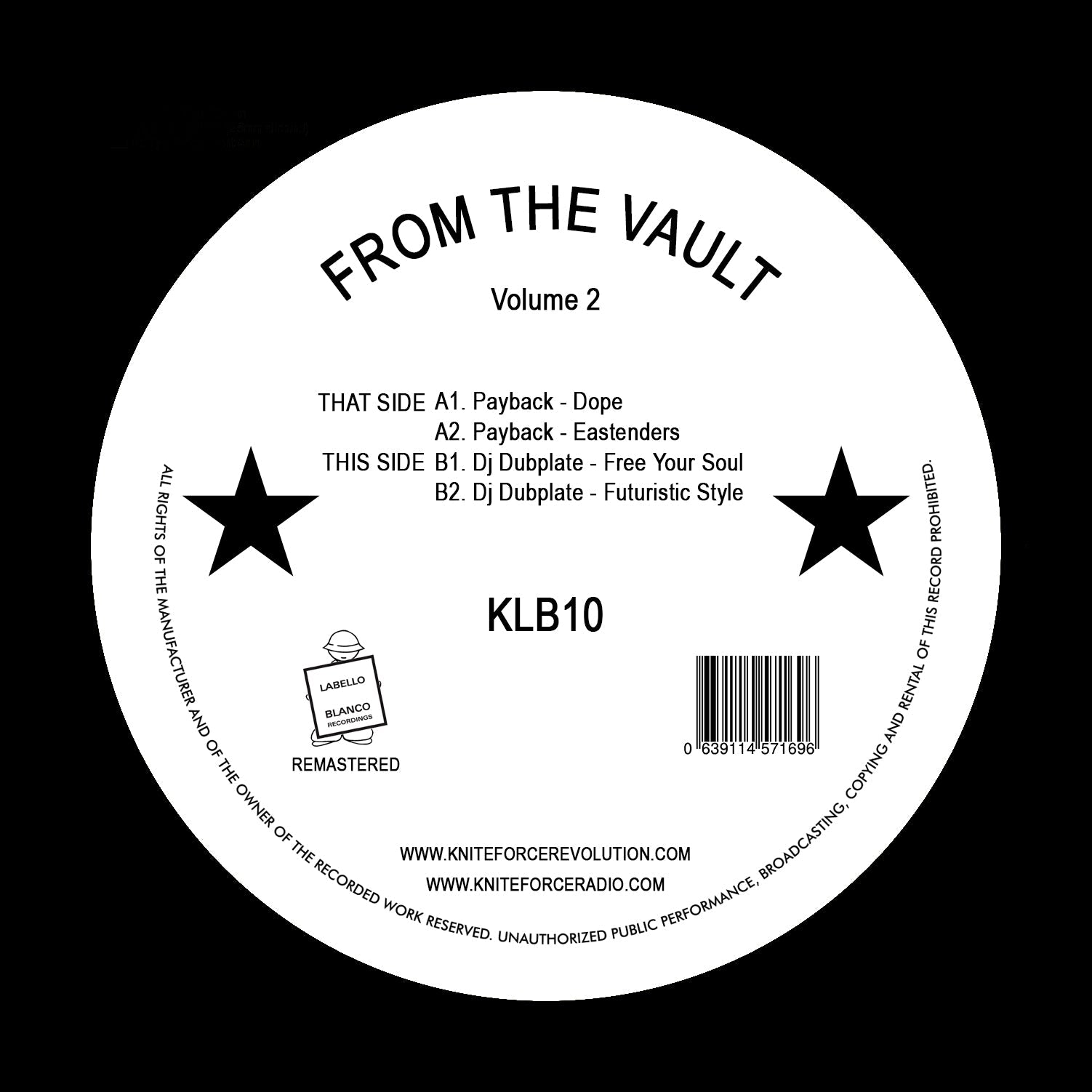 Payback, DJ Dubplate - From The Vaul Volume 2 EP - Labello Blanco - KLB10 - 12" Vinyl