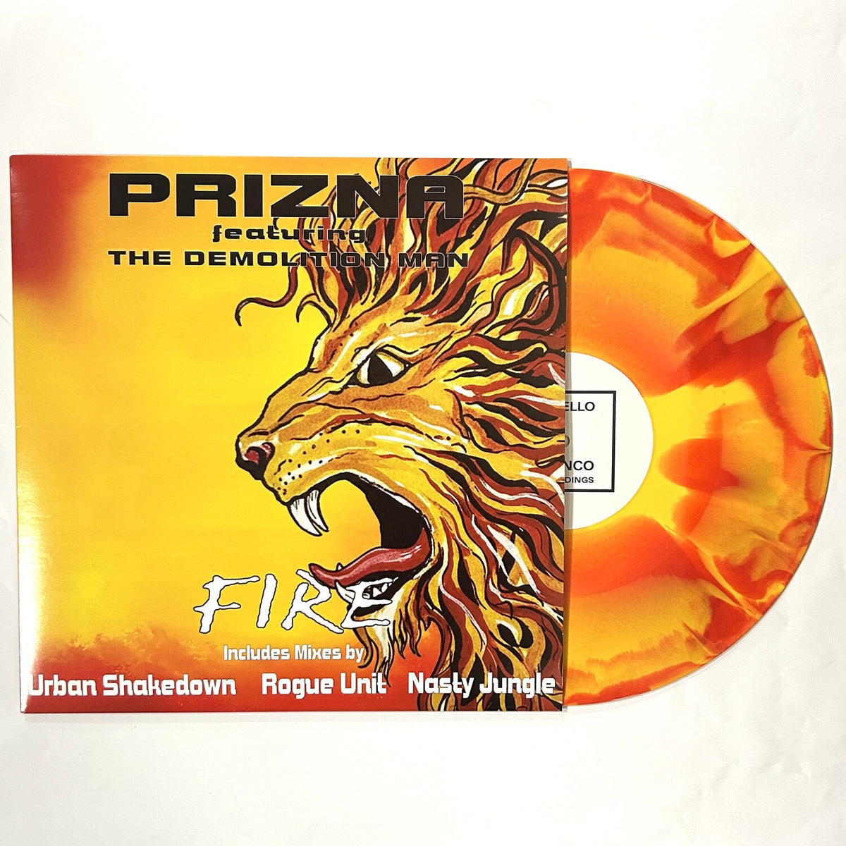 Prizna Featuring The Demolition Man - Fire Remixes - KLB11SE yellow orange vinyl with sleeve