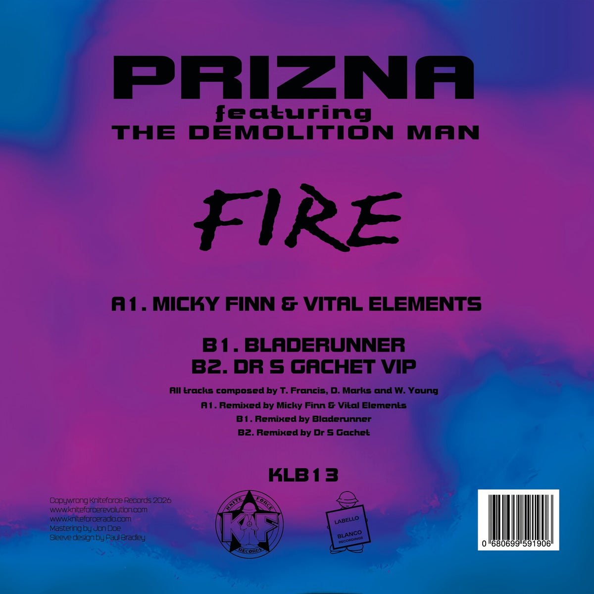 Prizna Featuring The Demolition Man - Fire Remixes 2 - KLB13SE back