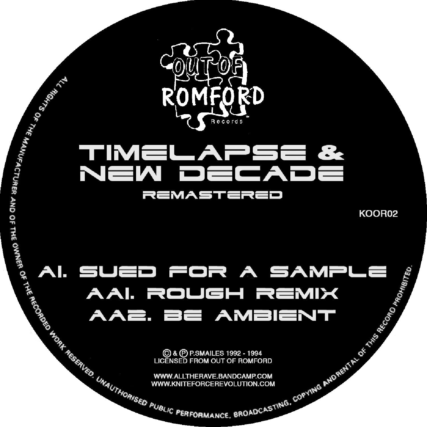 Timelapse & New Decade - Sued For A Sample EP - Out Of Romford - KOOR02SE - Old Skool - 12" Colour Vinyl