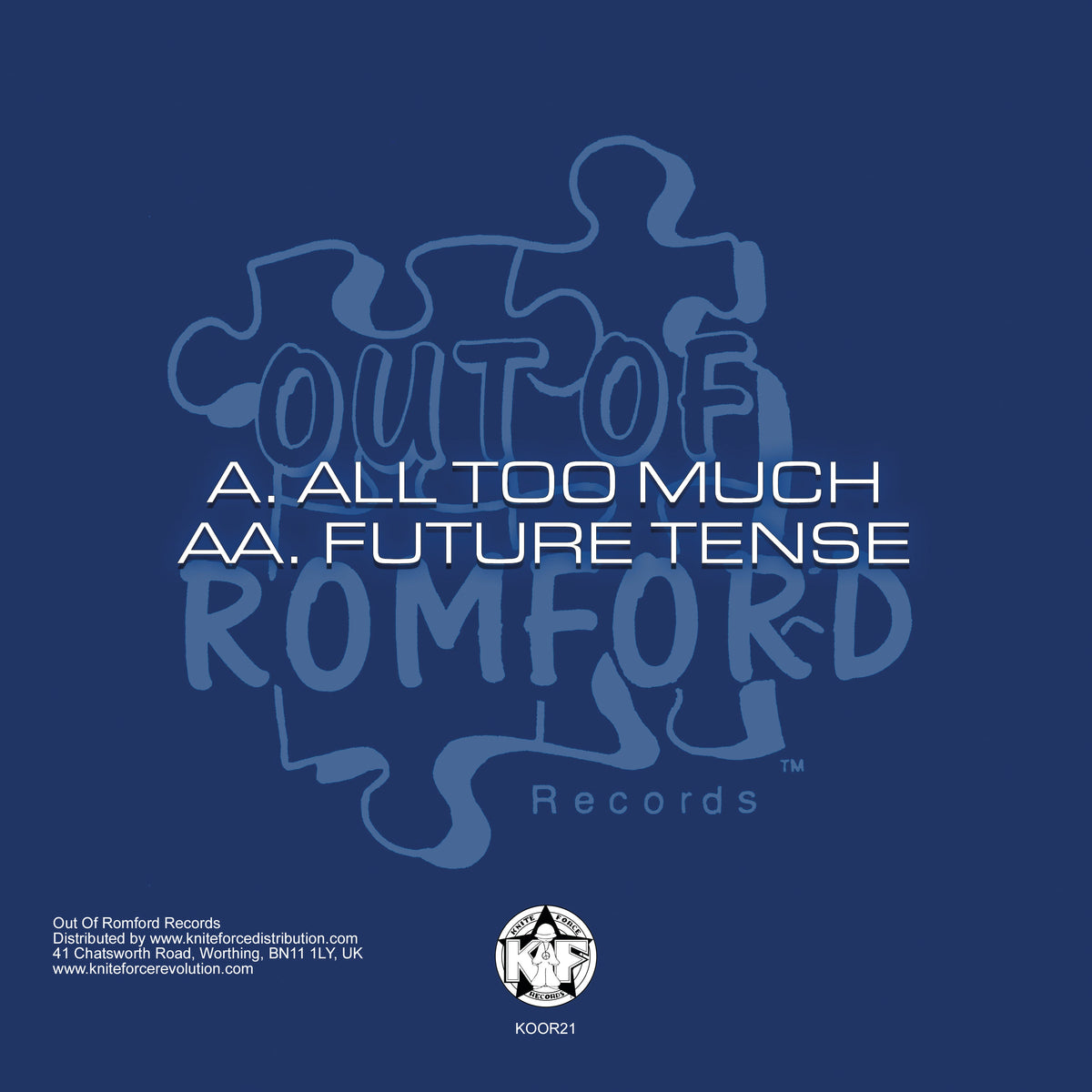 New Decade - All Too Much/Future Tense - Out Of Romford Records - KOOR21 - Old Skool - 12" Blue Splatter Vinyl