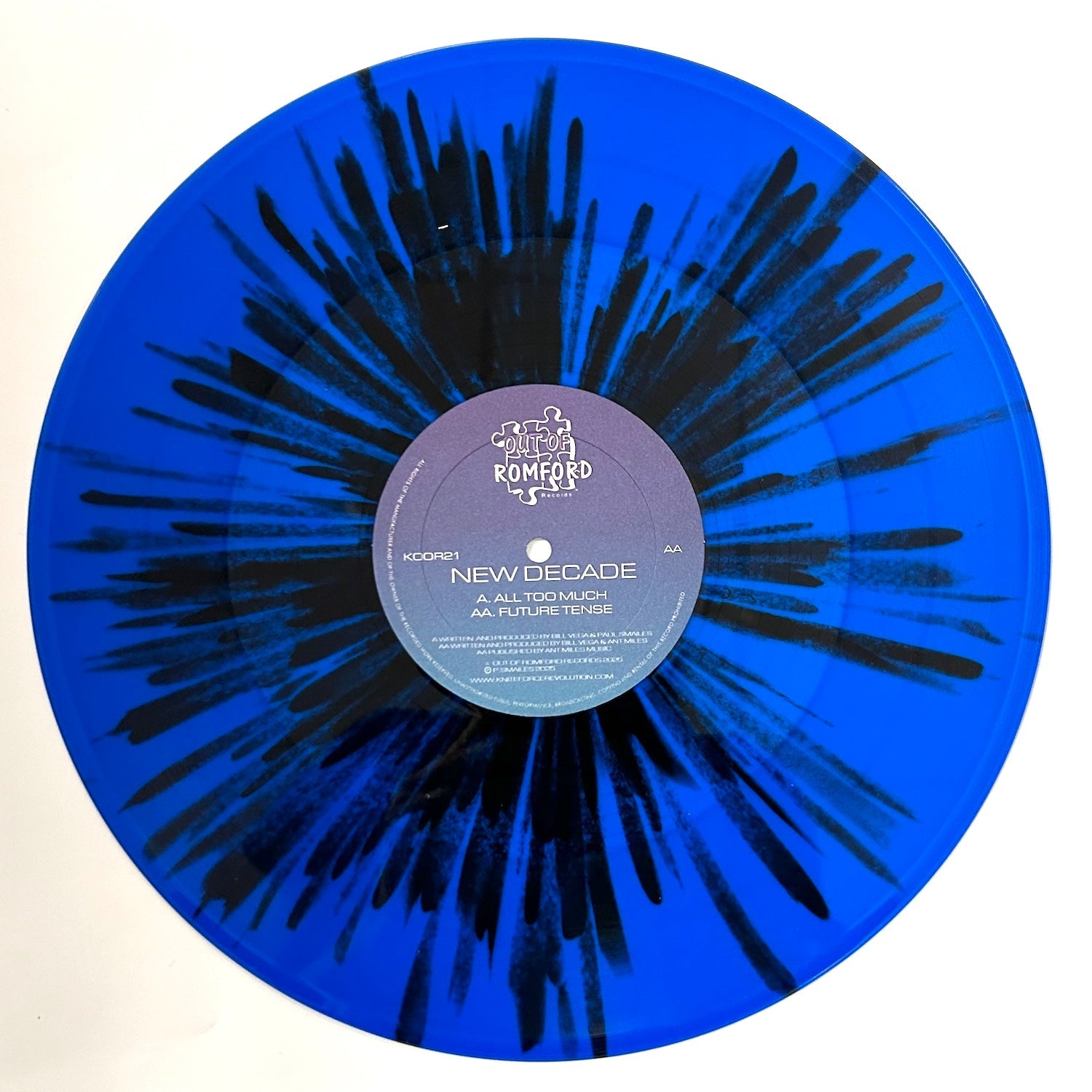 New Decade - All Too Much/Future Tense - Out Of Romford Records - KOOR21 - Old Skool - 12" Blue Splatter Vinyl