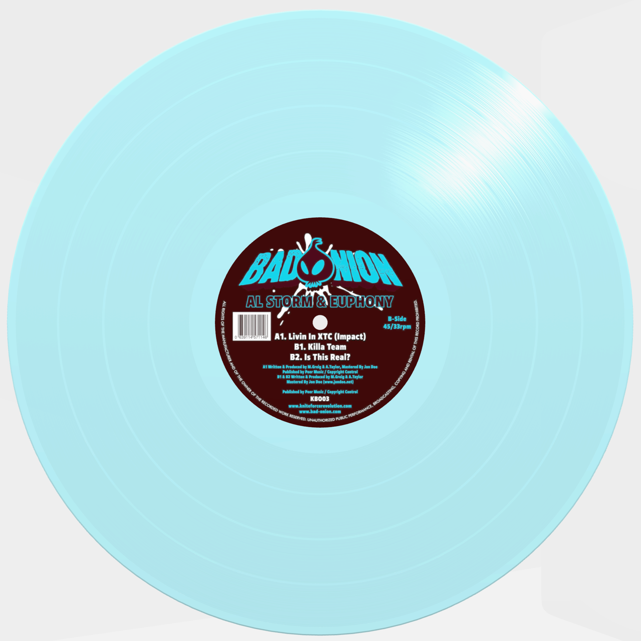 Al Storm & Euphony - Livin’ In XTC EP - Bad Onion Records - Turquoise Vinyl - 12" vinyl - KBO03