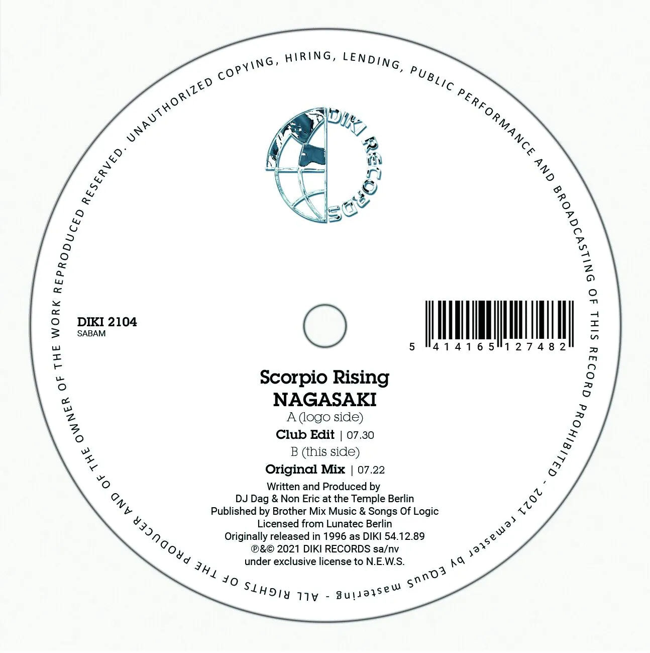 SCORPIO RISING - NAGASAKI - DIKI RECORDS - Trance -  Import - 12" Vinyl - DIKI2104