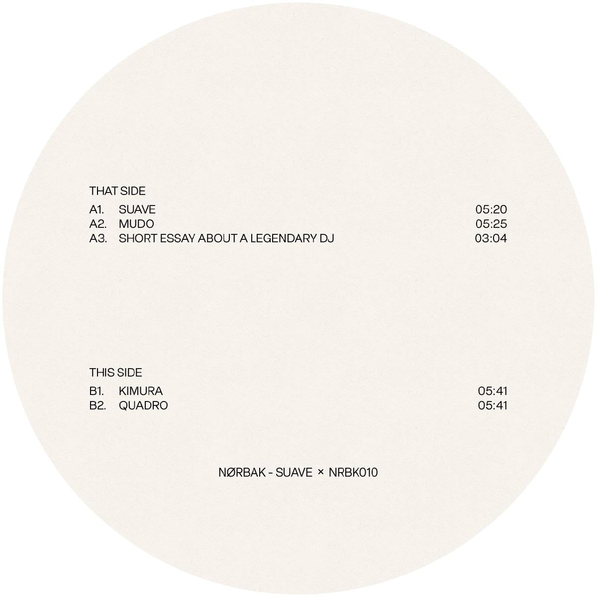 Nørbak - Suave - NRBK - NRBK010 - 12" Vinyl - Techno - Portuguese Import