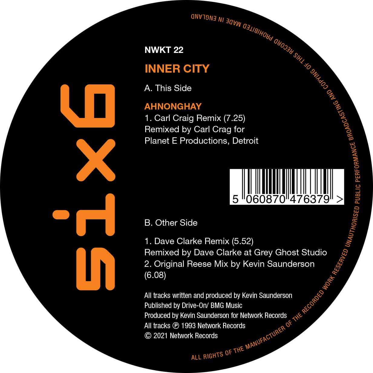 Inner City - Ahnonghay - Network Records - NWKT22 - 12" Vinyl - House, Techno