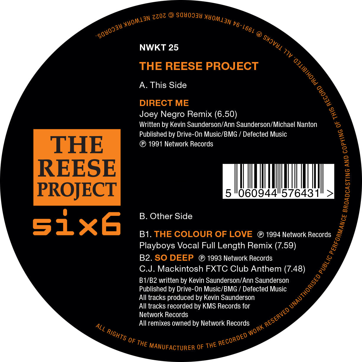 The Reese Project Remixes  - Direct Me  (Joey Negro, Playboys, C.J. Mackintosh) - Network Records - NWKT25 - 12" Vinyl