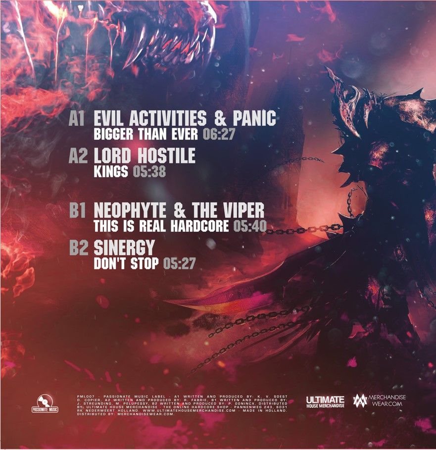 HARDCORE CLASSICS 004 - Passionate Music Label - EVIL ACTIVITIES & PANIC – BIGGER THAN EVER  - PML007 - Gabber