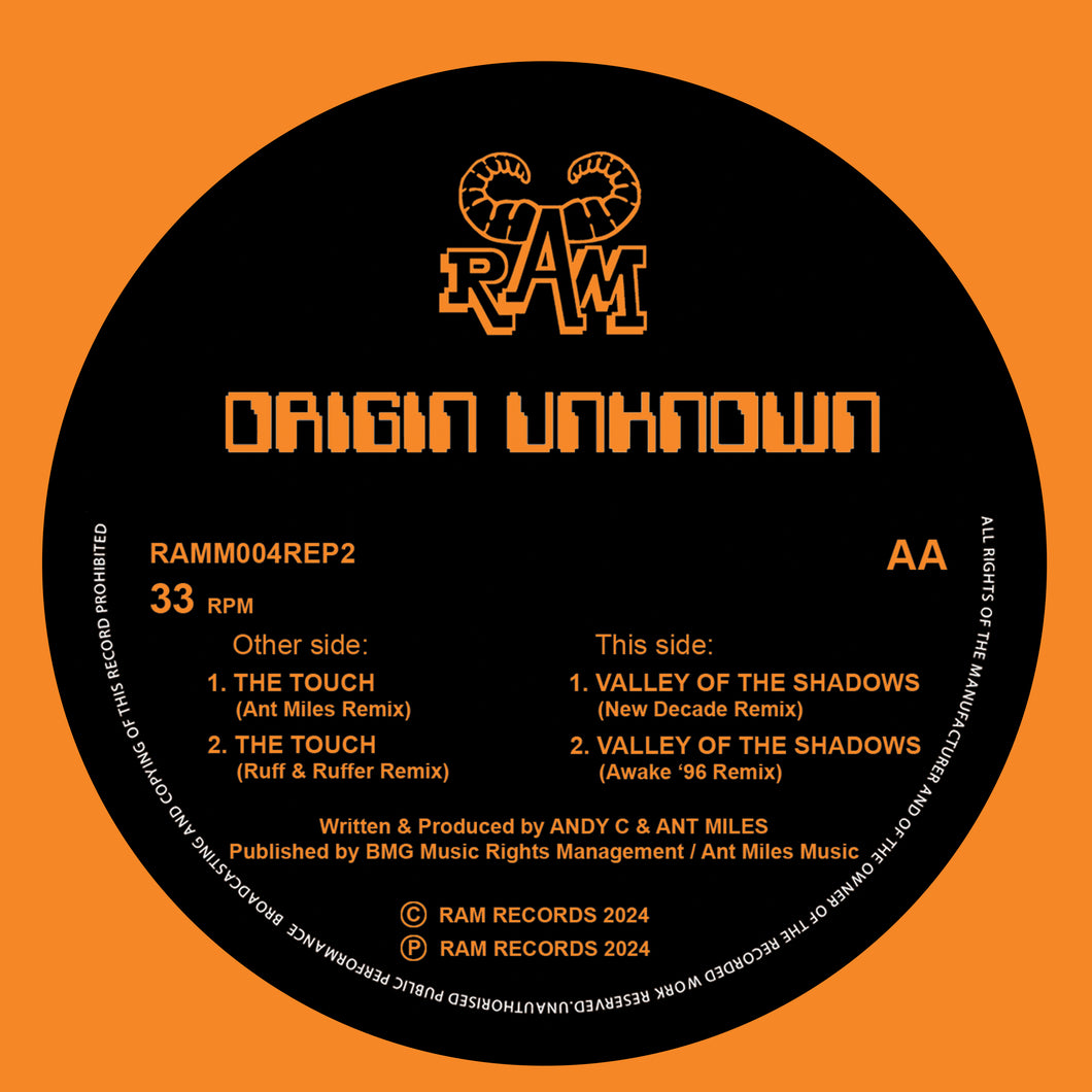 Ram Records - Origin Unknown - The Touch / Valley of the Shadows Remixes - New Decade / Ant Miles   - 12