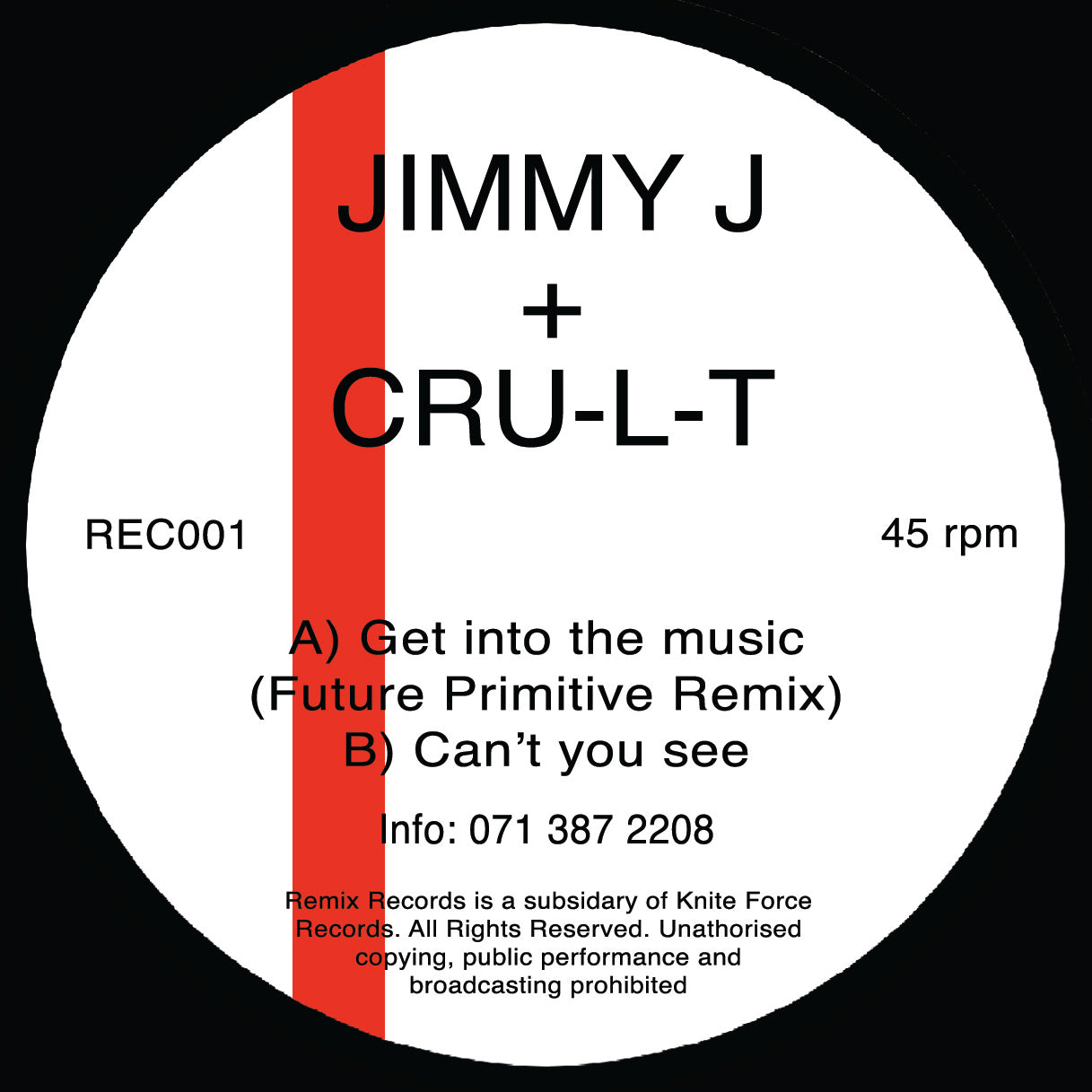 Jimmy J & Cru-l-t - Get Into The Music EP - Remix Records - REC01 - 12" Vinyl - Old Skool Rave
