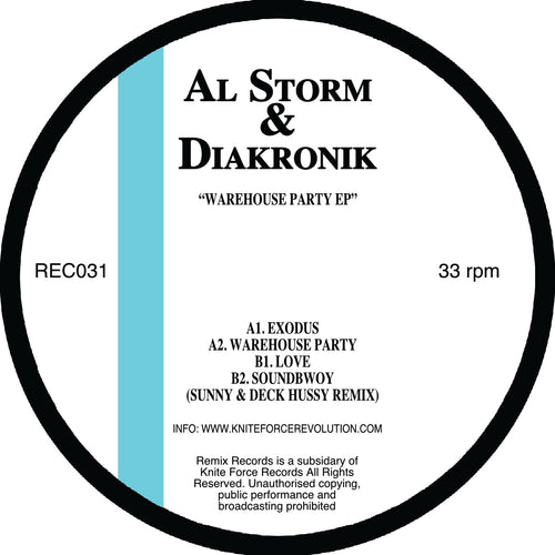 Al Storm & Diakronik - Warehouse Party EP  - Remix Records - REC031 - 12" Vinyl