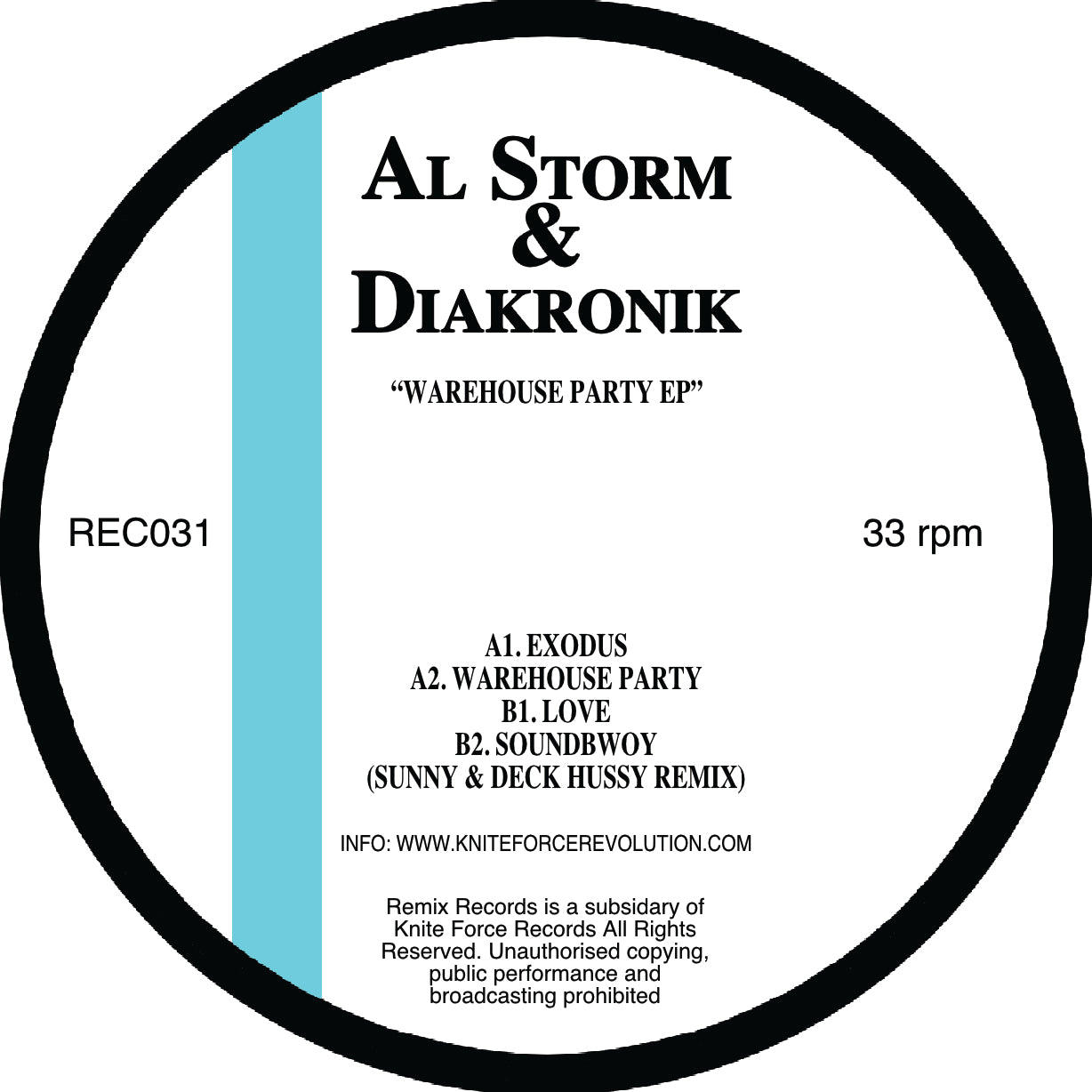 Al Storm & Diakronik - Warehouse Party EP  - Remix Records - REC031 - 12" Vinyl