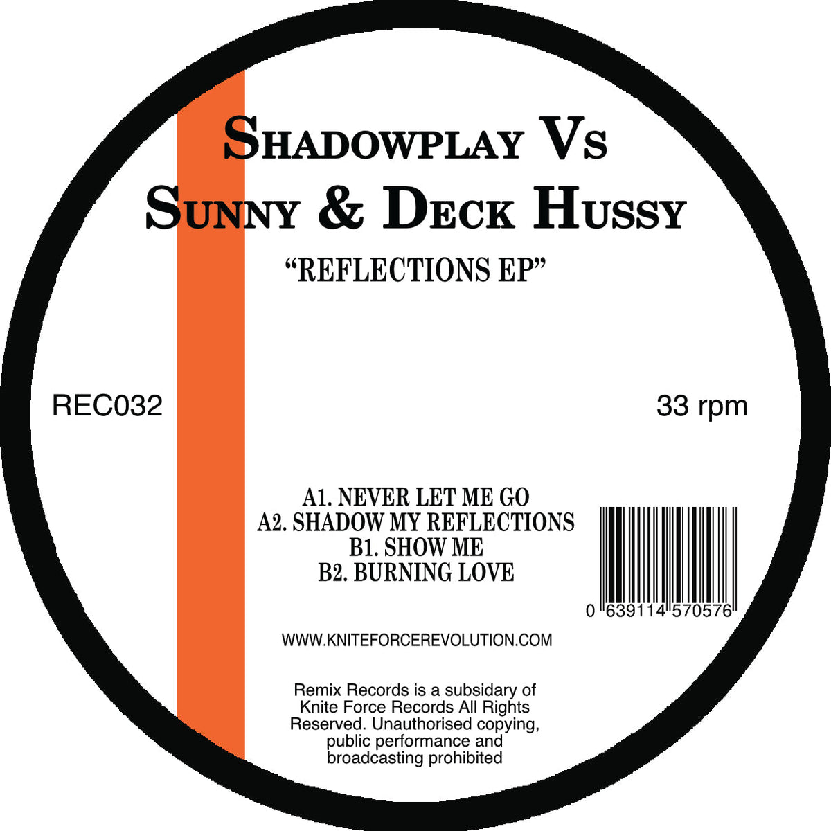 Shadowplay V’s Sunny & Deck Hussy - Reflections EP  - Remix Records - REC032 - 12" Vinyl